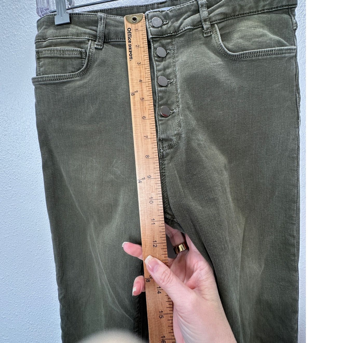 Zara Zara Women Olive Button Fly Distressed Knee Skinny Jean 10 Size 32" / US 10 / IT 46 - 13 Thumbnail