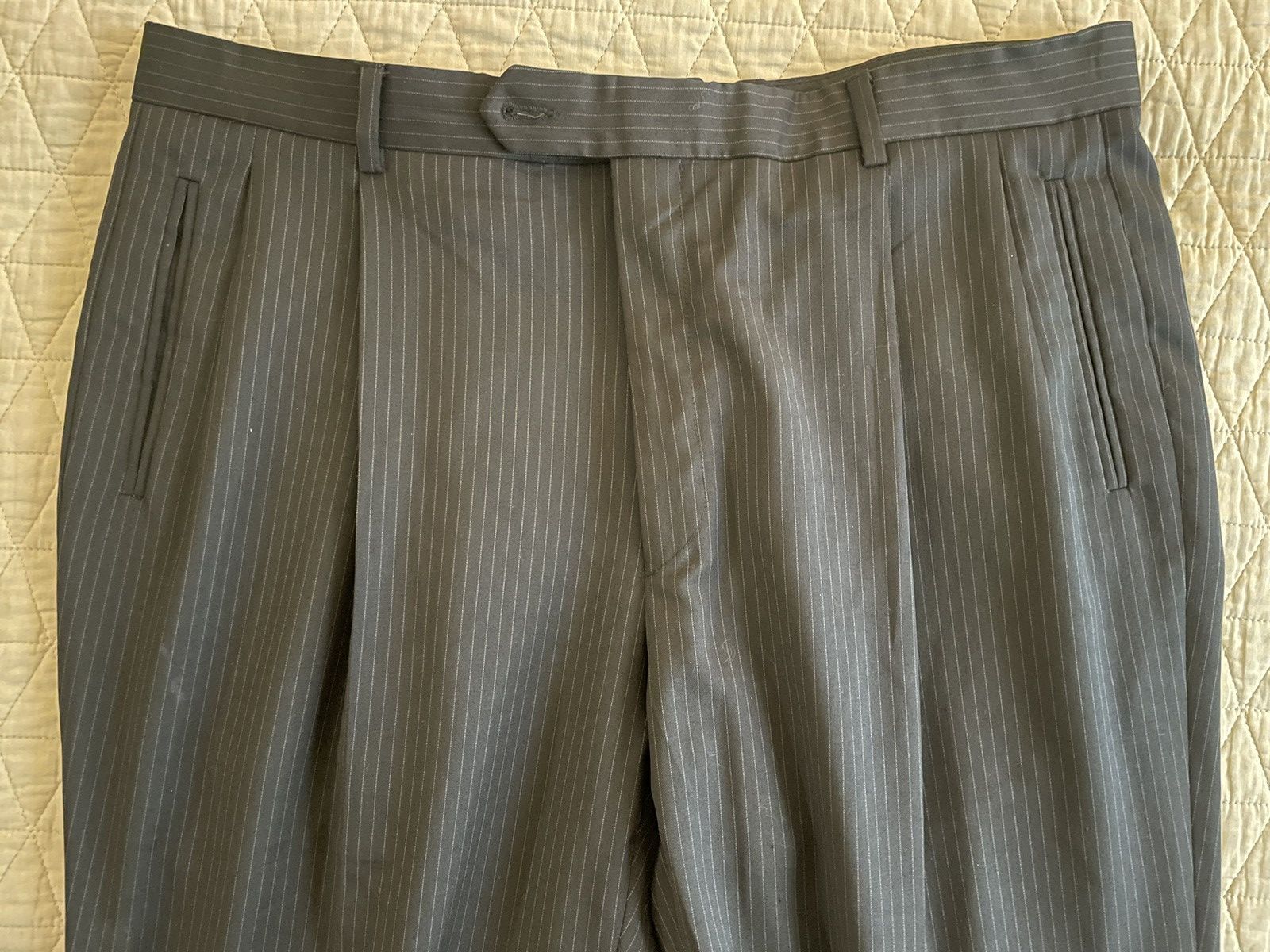 Donna Karan × Vintage Fine Stripe 3-Button Wool Suit Size 46R - 15 Thumbnail