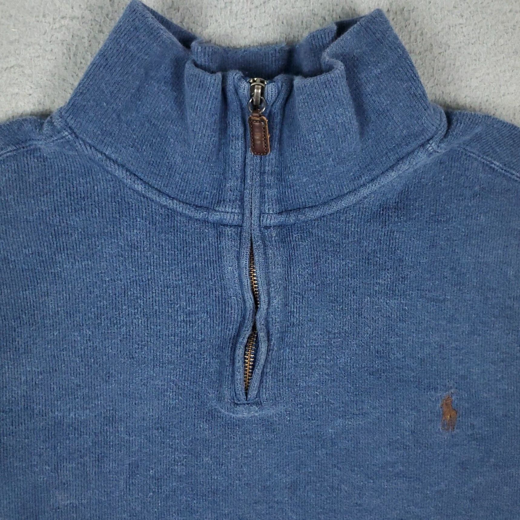 Polo Ralph Lauren VINTAGE Polo Ralph Lauren Men's Blue Quarter Zip Pony Sweater Size 2XL Knit Pullover Classic Size US XXL / EU 58 / 5 - 2 Thumbnail