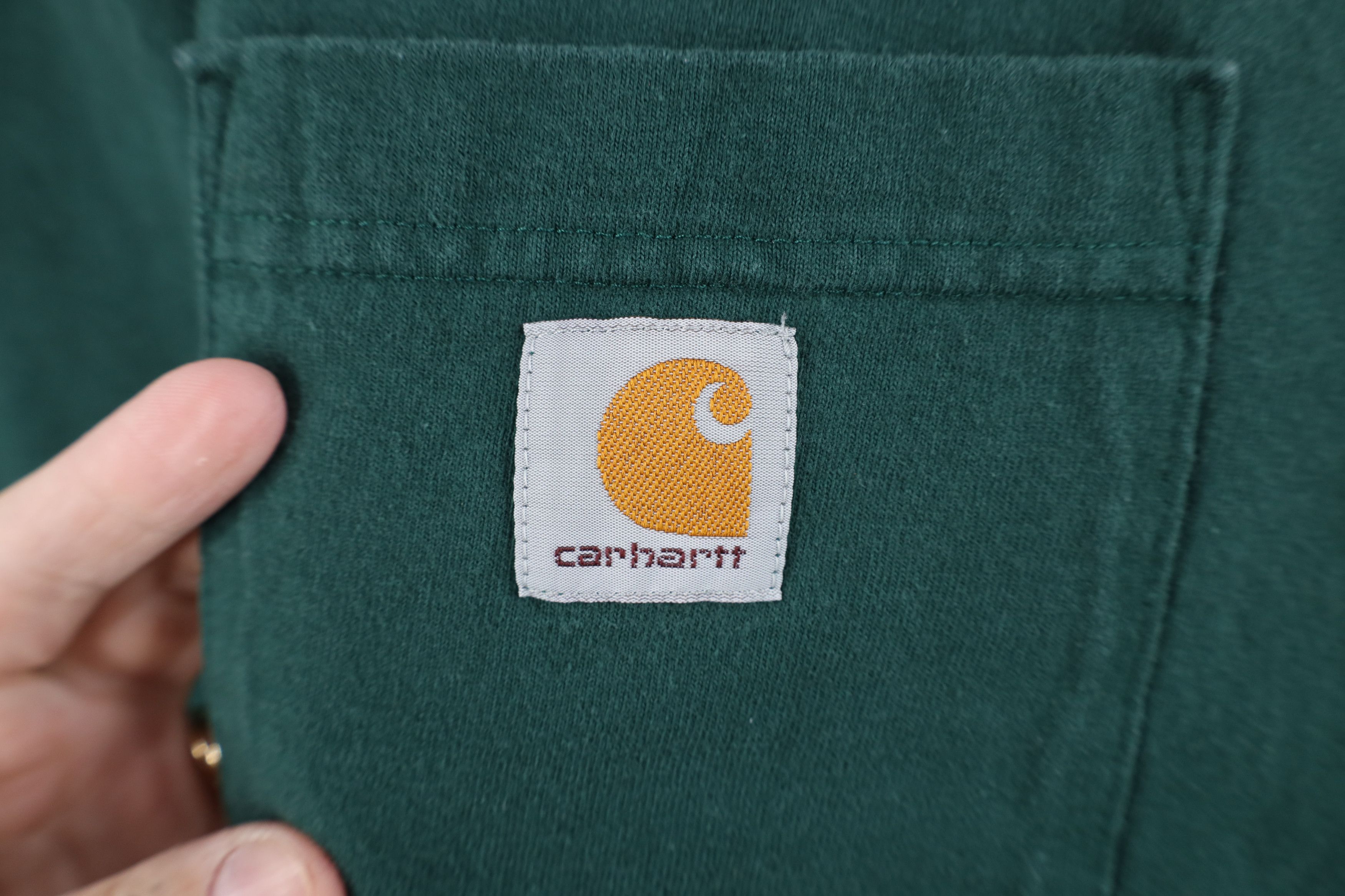 Carhartt Vintage Y2K Carhartt Faded Heavy Cotton Pocket T-Shirt Green Size US XXL / EU 58 / 5 - 4 Thumbnail