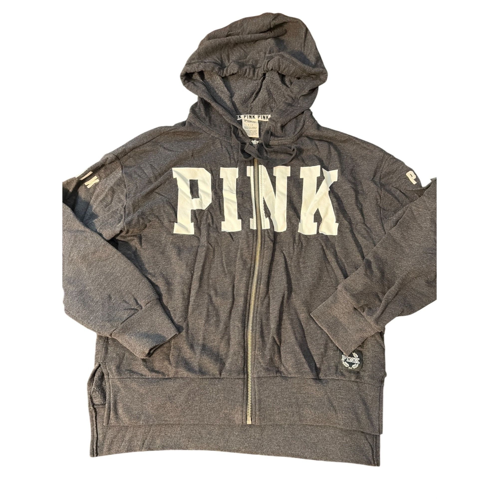 Victoria's Secret Victoria's Secret PINK Full Zip Hoodie Charcoal Gray Front S Size S / US 4 / IT 40 - 1 Thumbnail