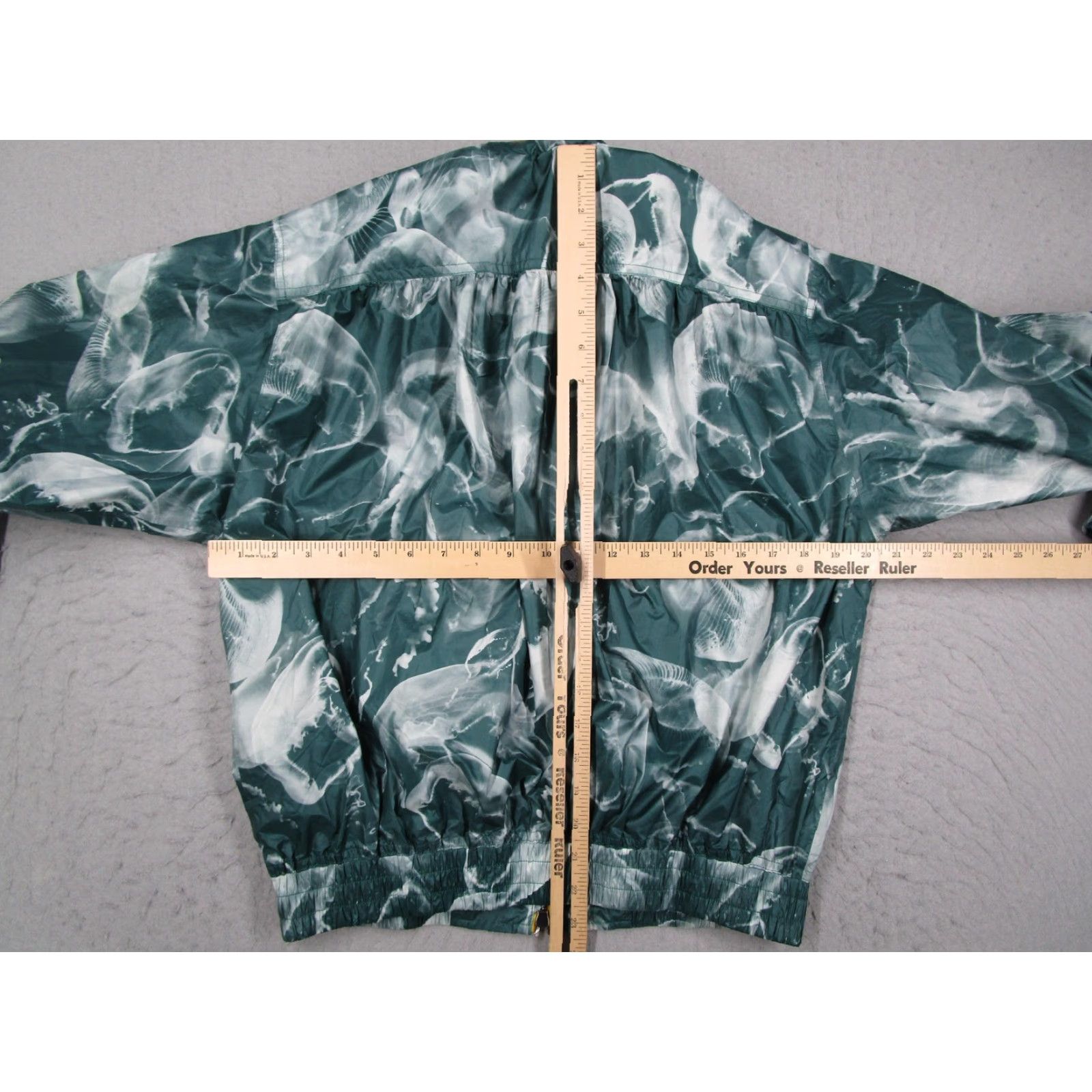 K-Way K-Way Jacket Women 8 UK Green White Jellyfish Print Hooded Windbreaker Full Zip Size S / US 4 / IT 40 - 6 Thumbnail