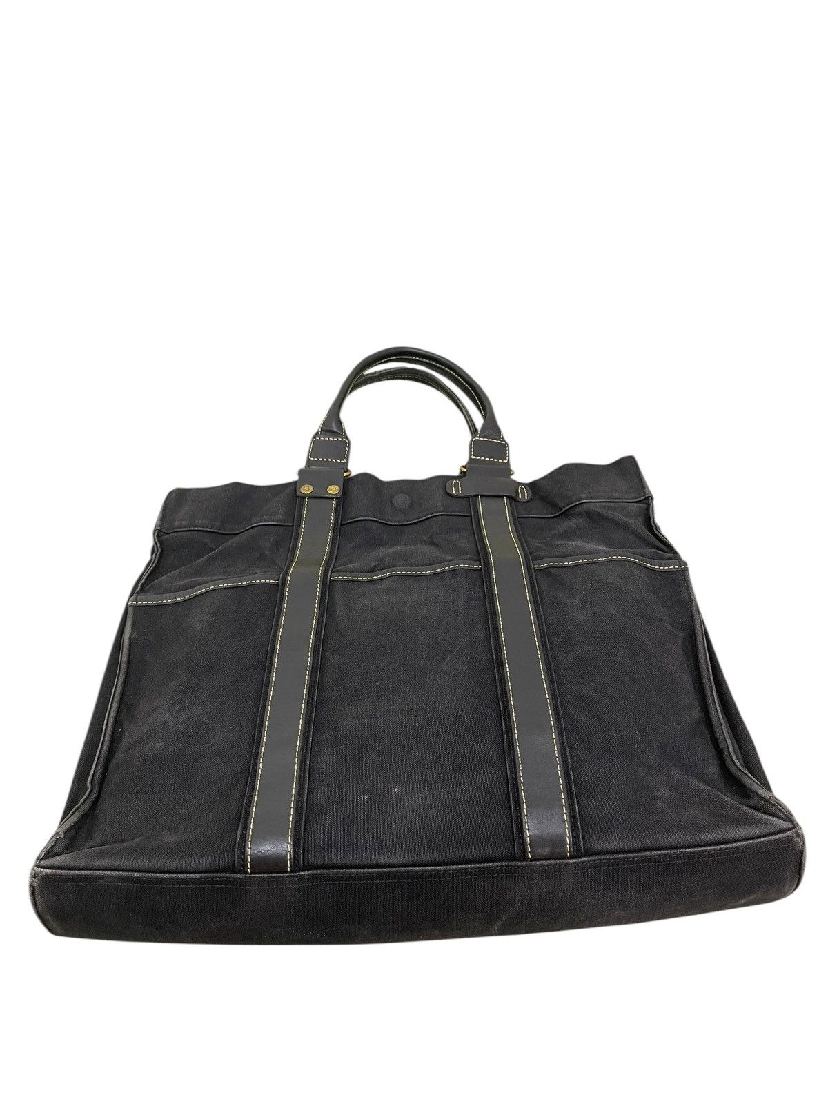 Genuine Leather Leather Cotton Duck Kinoshohampu Japan Faded Tote Bag 1🟩6 Size ONE SIZE - 12 Thumbnail