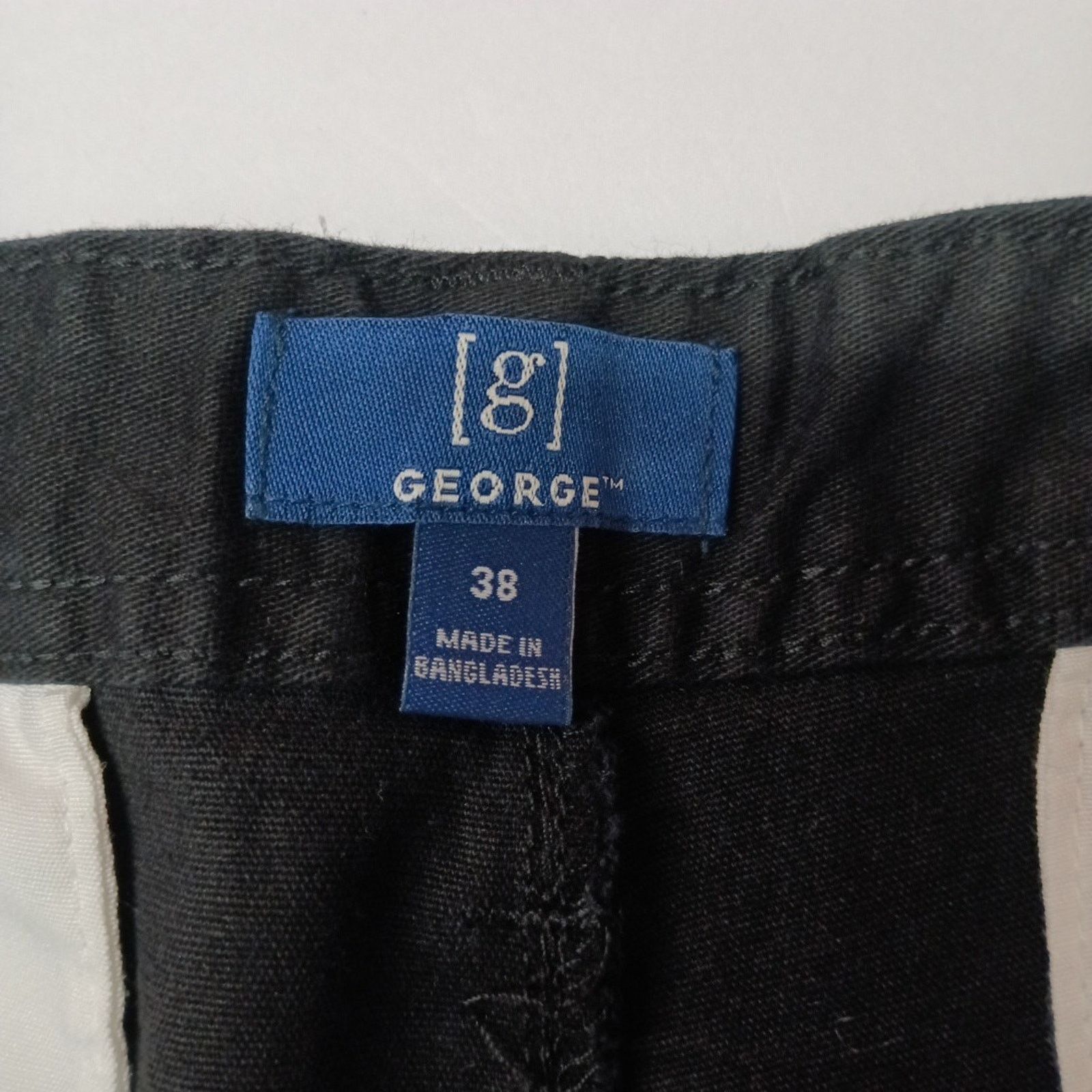 George George Twill Shorts Men's Size 38 Black Flat Front 9" Inseam Size US 38 / EU 54 - 2 Thumbnail