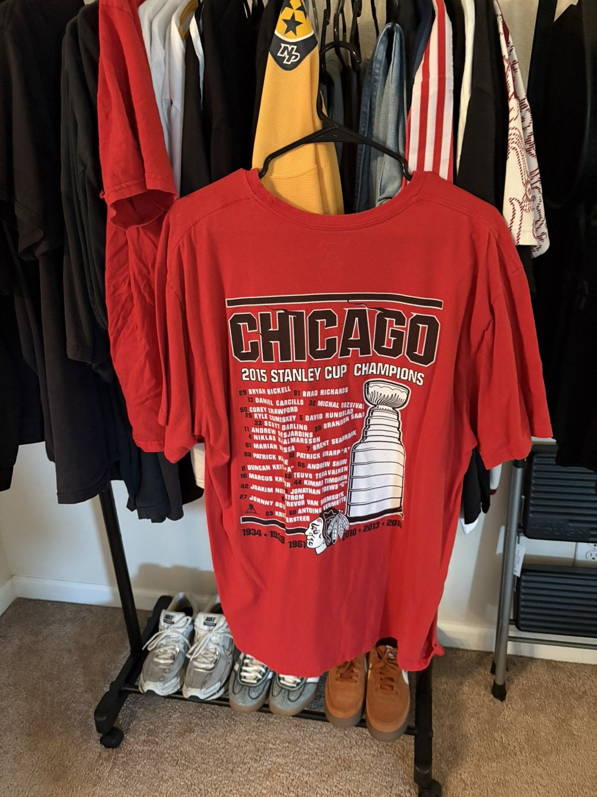NHL × Reebok 2015 Blackhawks Stanley Cup Shirt Size US XL / EU 56 / 4 - 2 Thumbnail