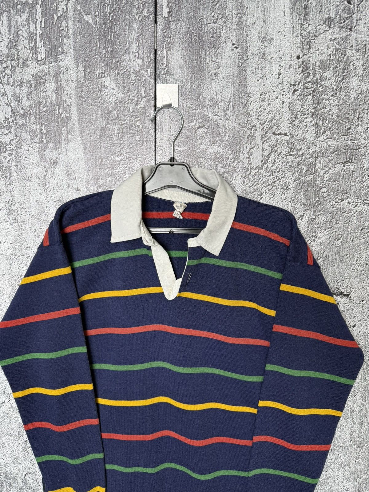 Adidas VTG 80s Adidas Made in Australia Striped Rugby Long Sleeve Size US M / EU 48-50 / 2 - 2 Thumbnail