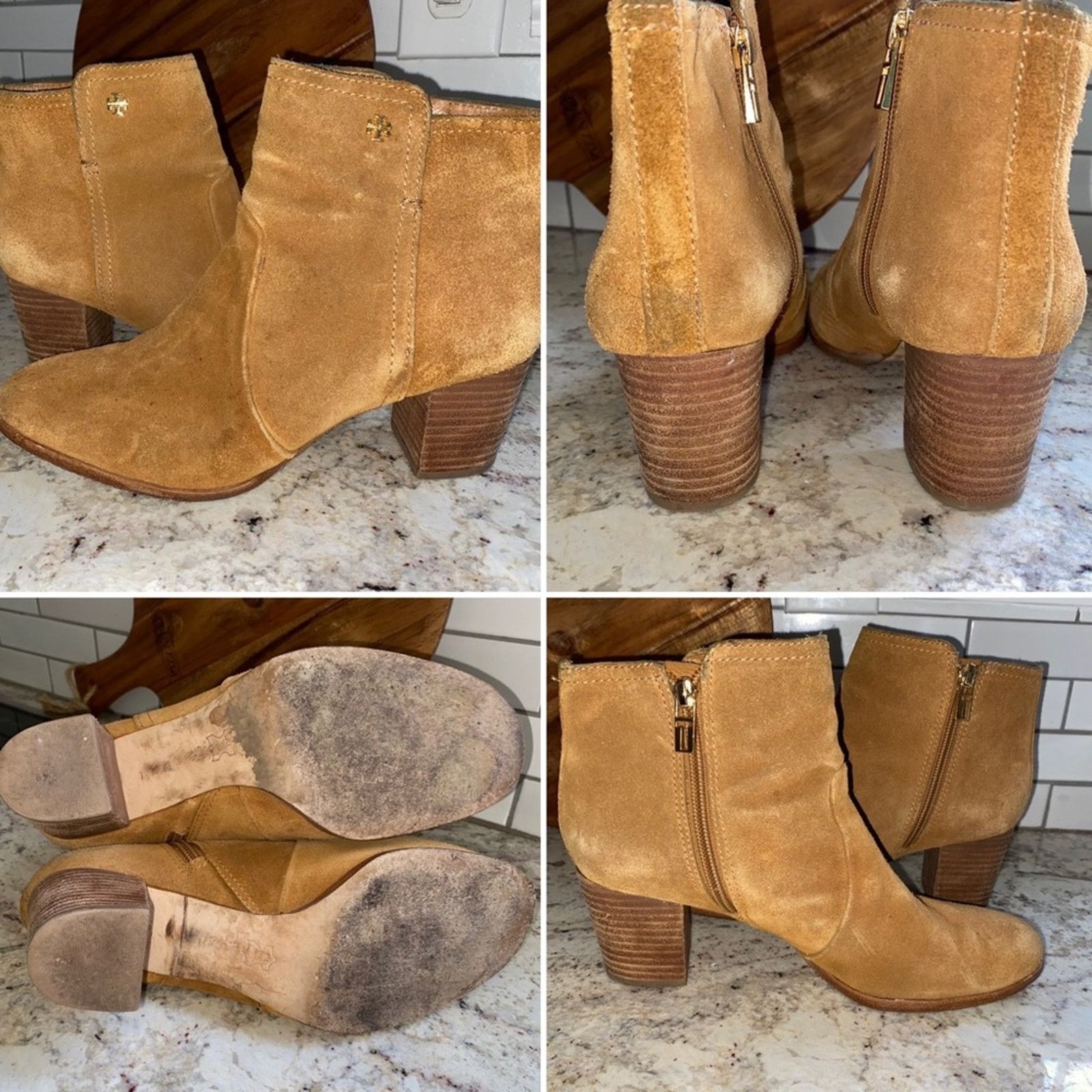 Tory Burch Tory Burch Sabe $398 Caramel Suede Ankle Booties size 9M EUC Size US 9 / IT 39 - 1 Thumbnail