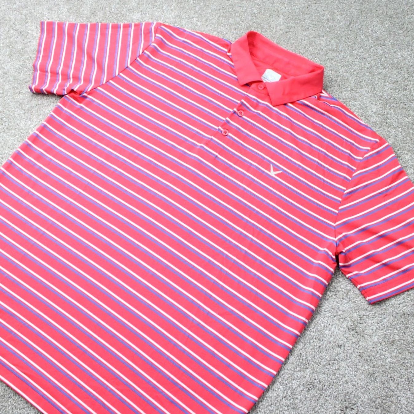 Callaway Callaway Opti-Dri Polo Shirt Men XL Pink/Blue Golf Short Sleeve Striped Breathable Stretch College Brand: Callaway? Size US XL / EU 56 / 4 - 3 Thumbnail