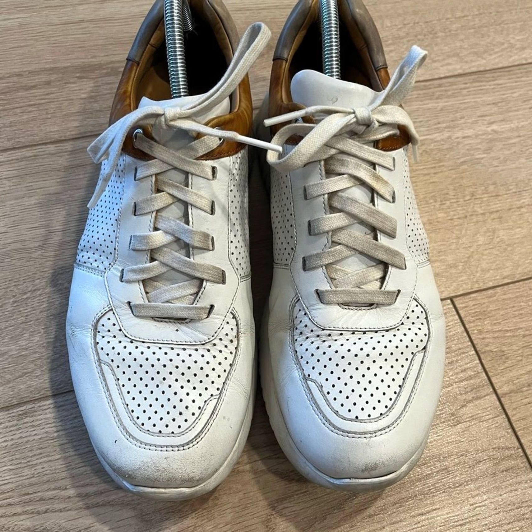 Magnanni Sneaker Men’s Volar Leather White Brown Lace Up Size 9.5 Mens