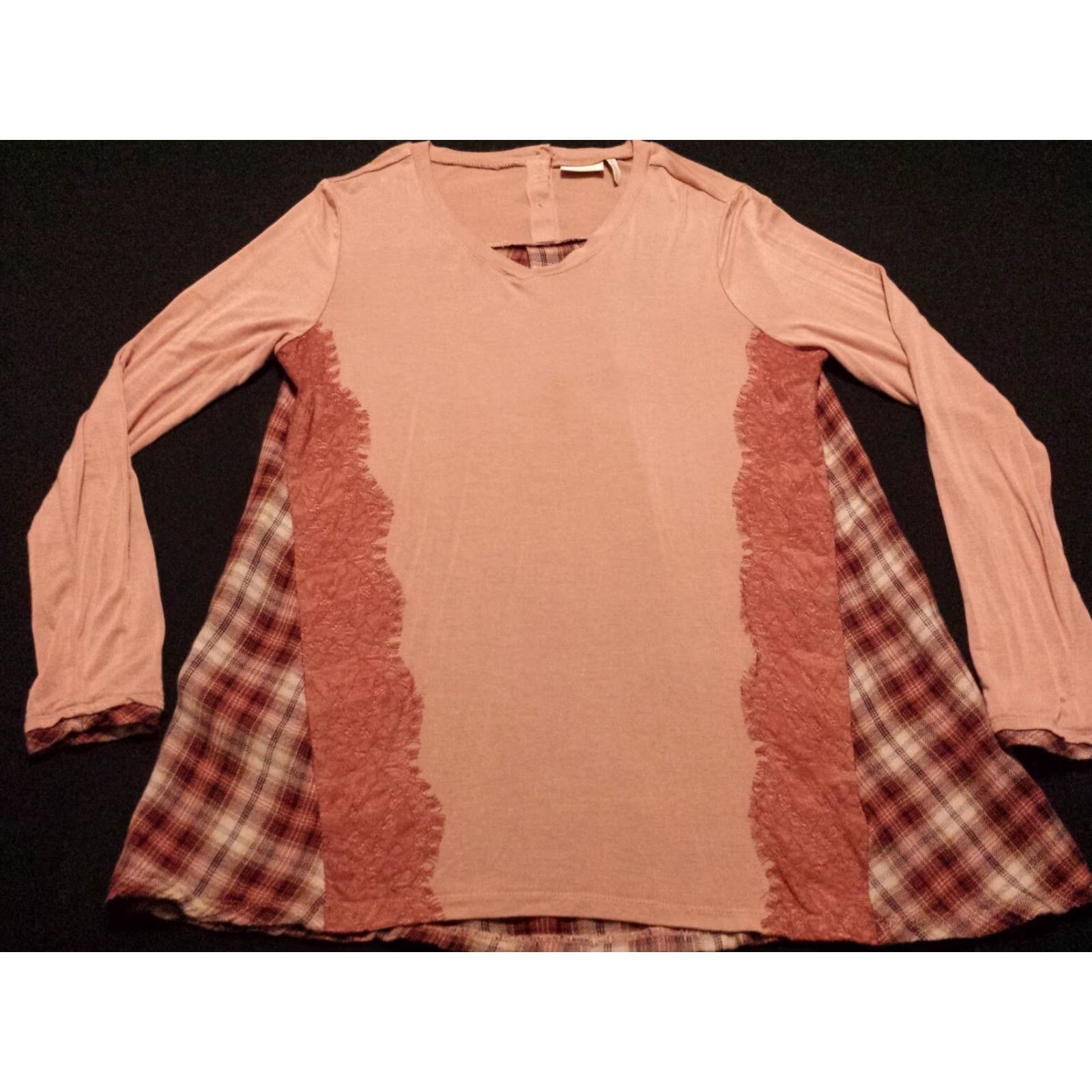 Vintage VINTAGE LOGO by Lori Goldstein Womens Blouse Shirt Tunic Top Long Sleeve Pink V-Neck Rayon Size S / US 4 / IT 40 - 3 Thumbnail