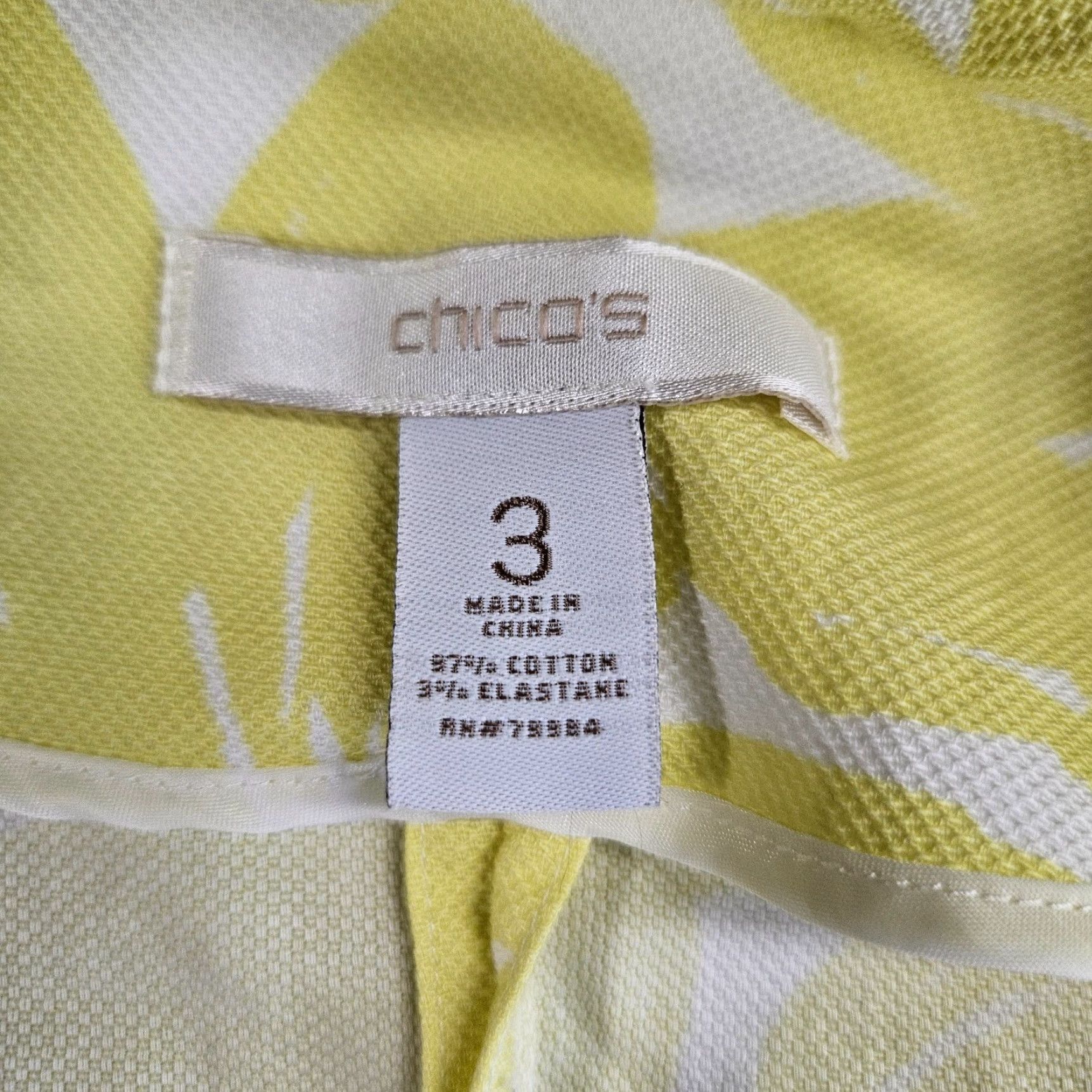 Vintage Chico's Womens Jacket Blazer XL Yellow White Floral Cotton Blend Open Front Shirt Women XL Floral Jacket Size XL / US 12-14 / IT 48-50 - 5 Thumbnail