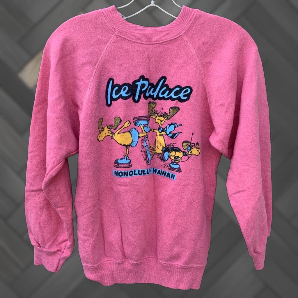 Hanes VINTAGE Hanes Sweatshirt Raglan Graphic Ice Palace Honolulu Hawaii Skating Size S Mens Pullover Long Sleeve Pink Cotton Blend 80s Animals Beach Size US S / EU 44-46 / 1 - 1 Thumbnail