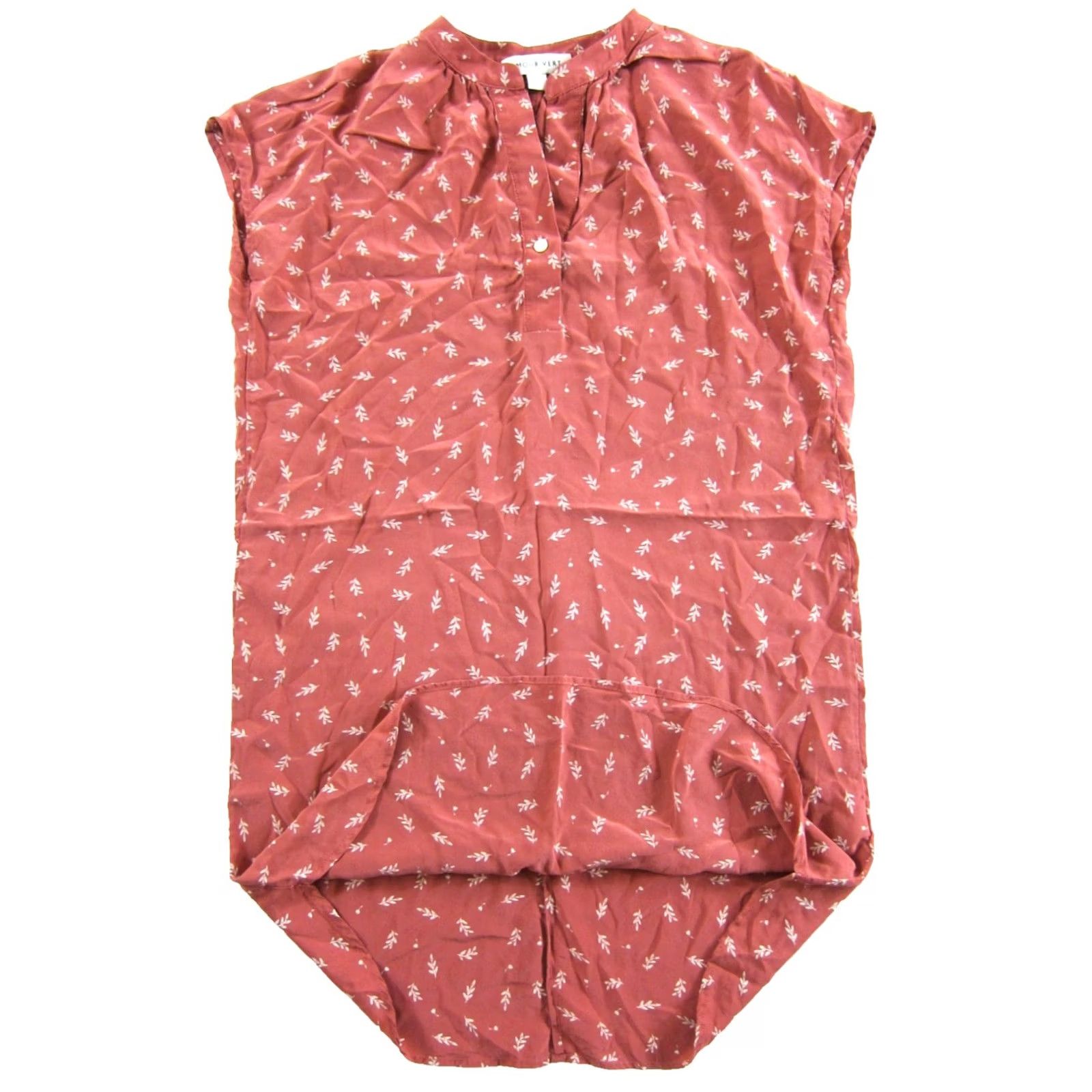 Vintage Amour Vert Tunic Dress XS Pink White Floral 100% Silk Short Sleeve V-Neck Size 26" / US 2 / IT 38 - 3 Thumbnail