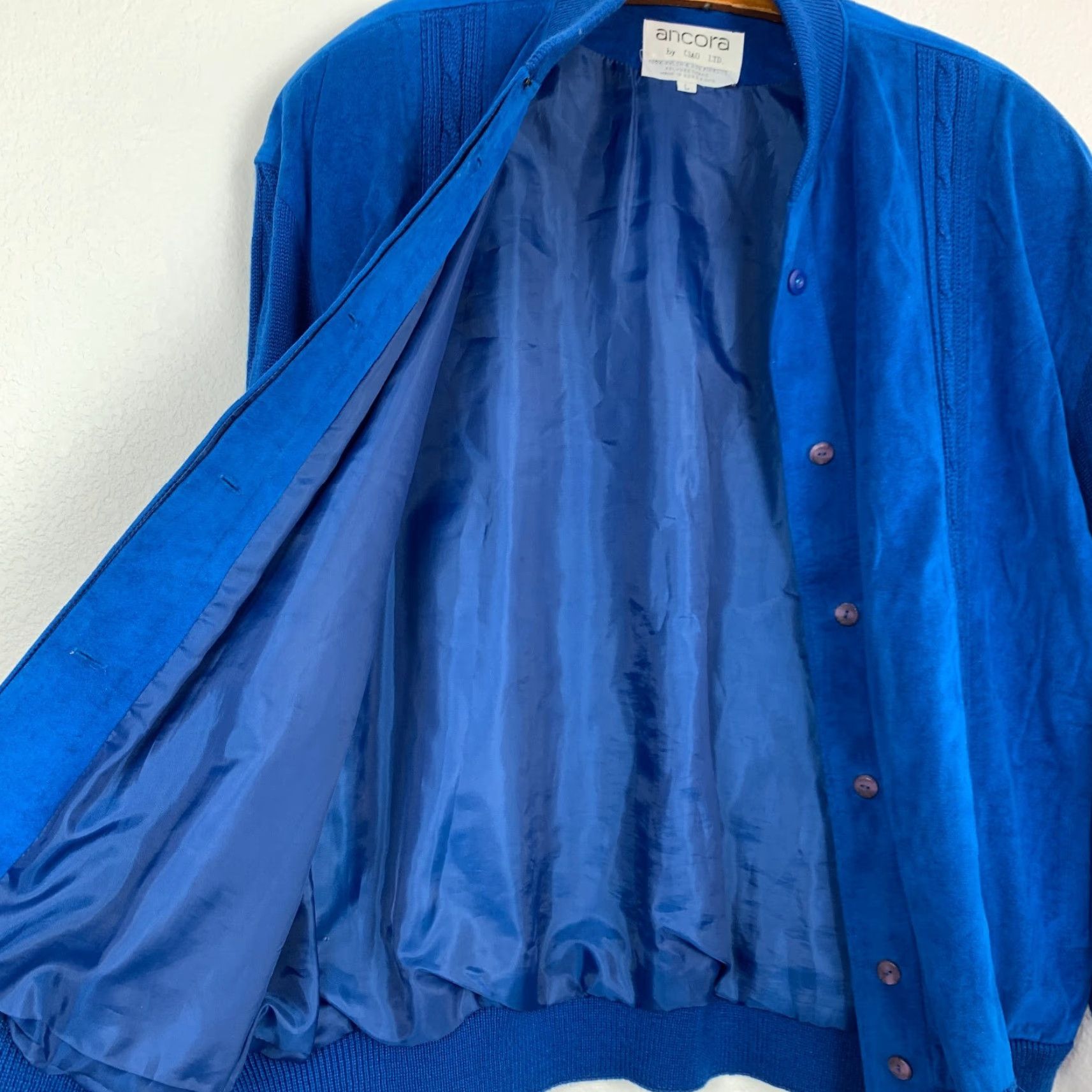 Vintage VINTAGE Ancora Nylon Jacket Blue 80s Faux Suede Button Knit Mid-Length Womens Large XS? Wait cannot add. Size L / US 10 / IT 46 - 5 Thumbnail
