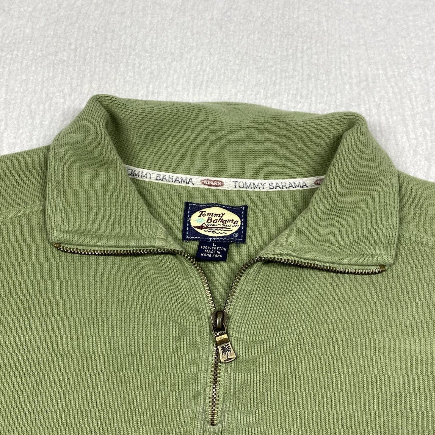 VINTAGE Tommy Bahama Sweater Pullover 1/4 Zip Men Large Green