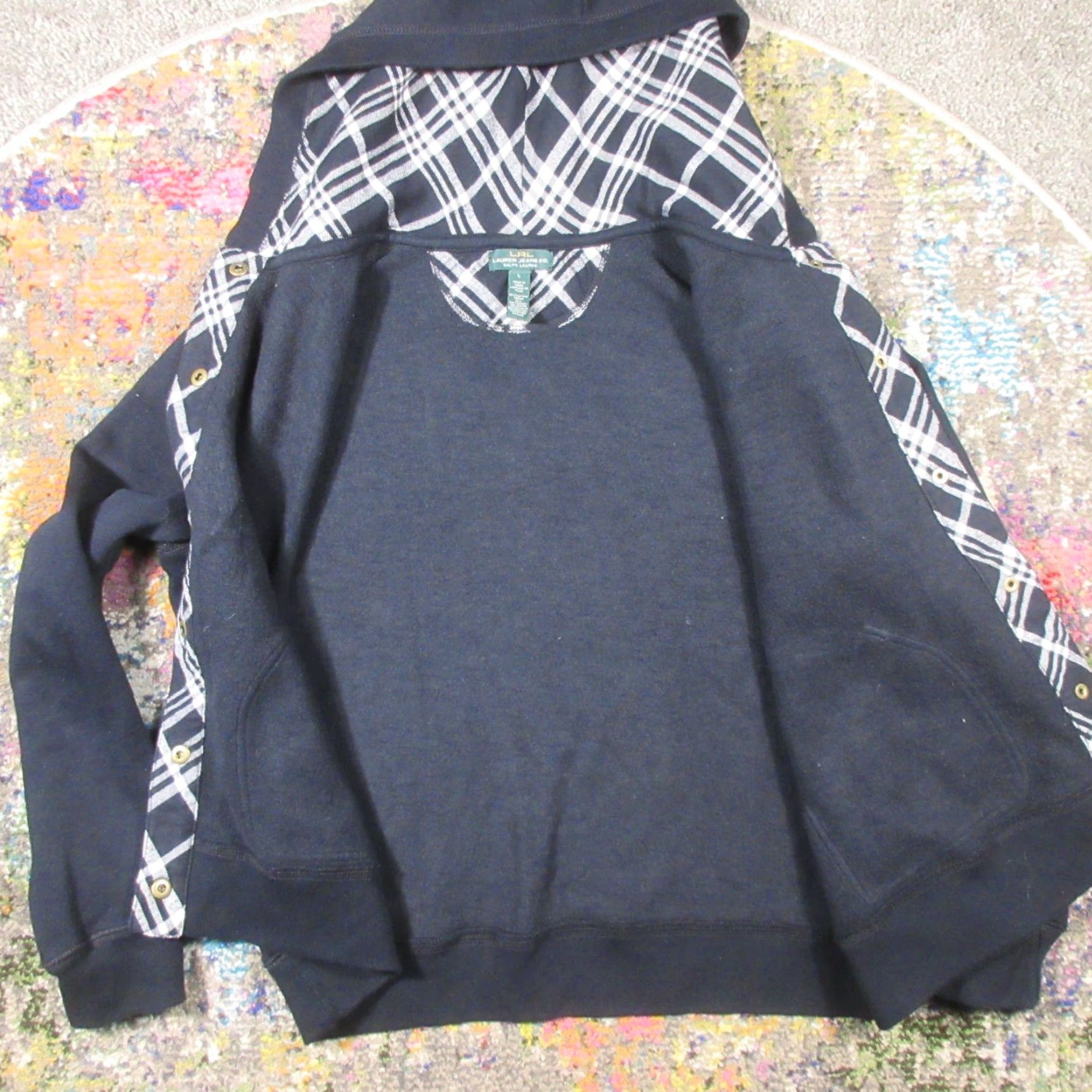 Ralph Lauren Lauren Ralph Lauren Hoodie Sweater Womens Large Brass Button Front Warm EUC Size L / US 10 / IT 46 - 4 Thumbnail