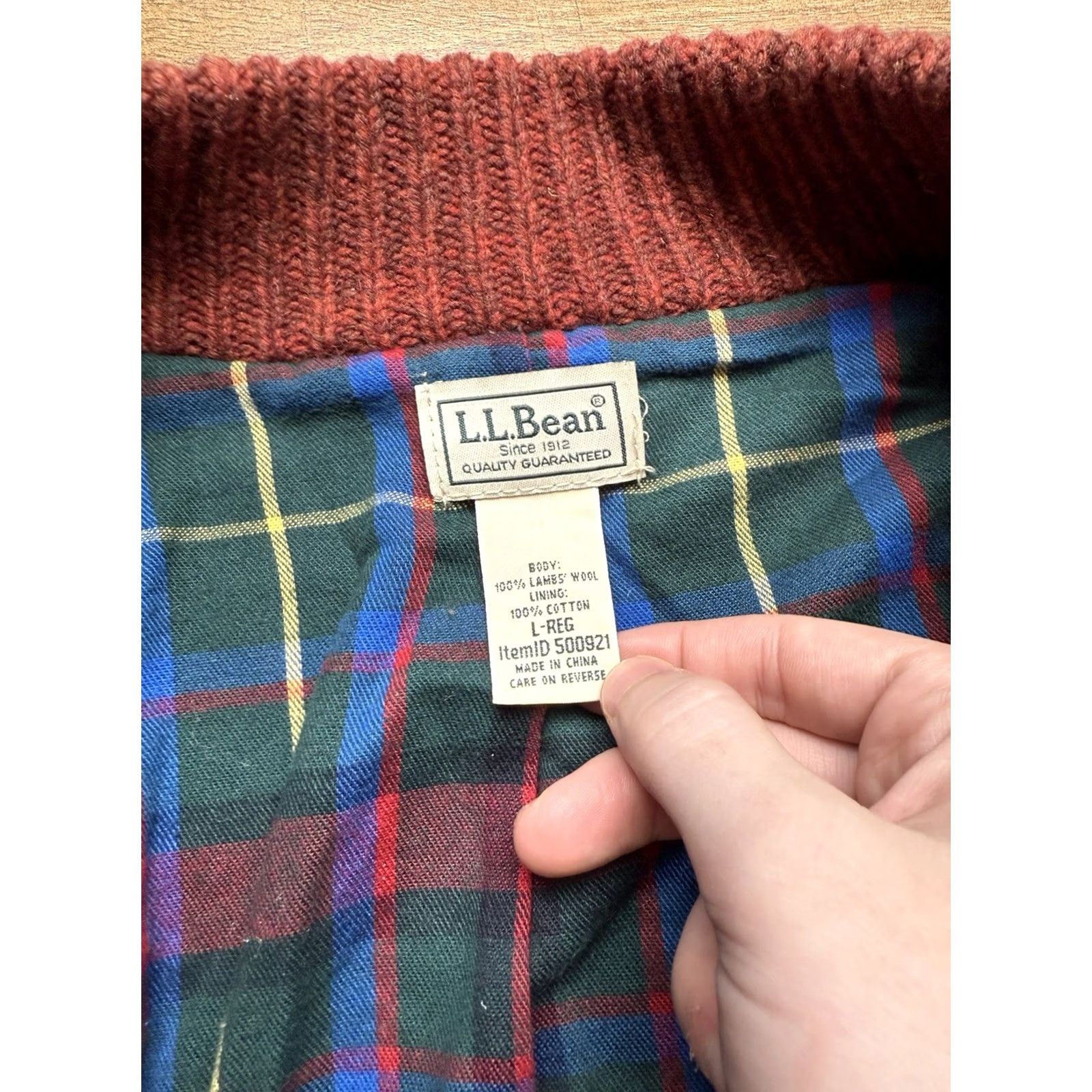 Vintage L.L. Bean Sweater Mens Large Wool Red Full Zip Mock Neck Lined Classic Ragg Knit | Zip Pockets | Regular Fit, Casual Mens Christmas 90s? Size US L / EU 52-54 / 3 - 5 Thumbnail