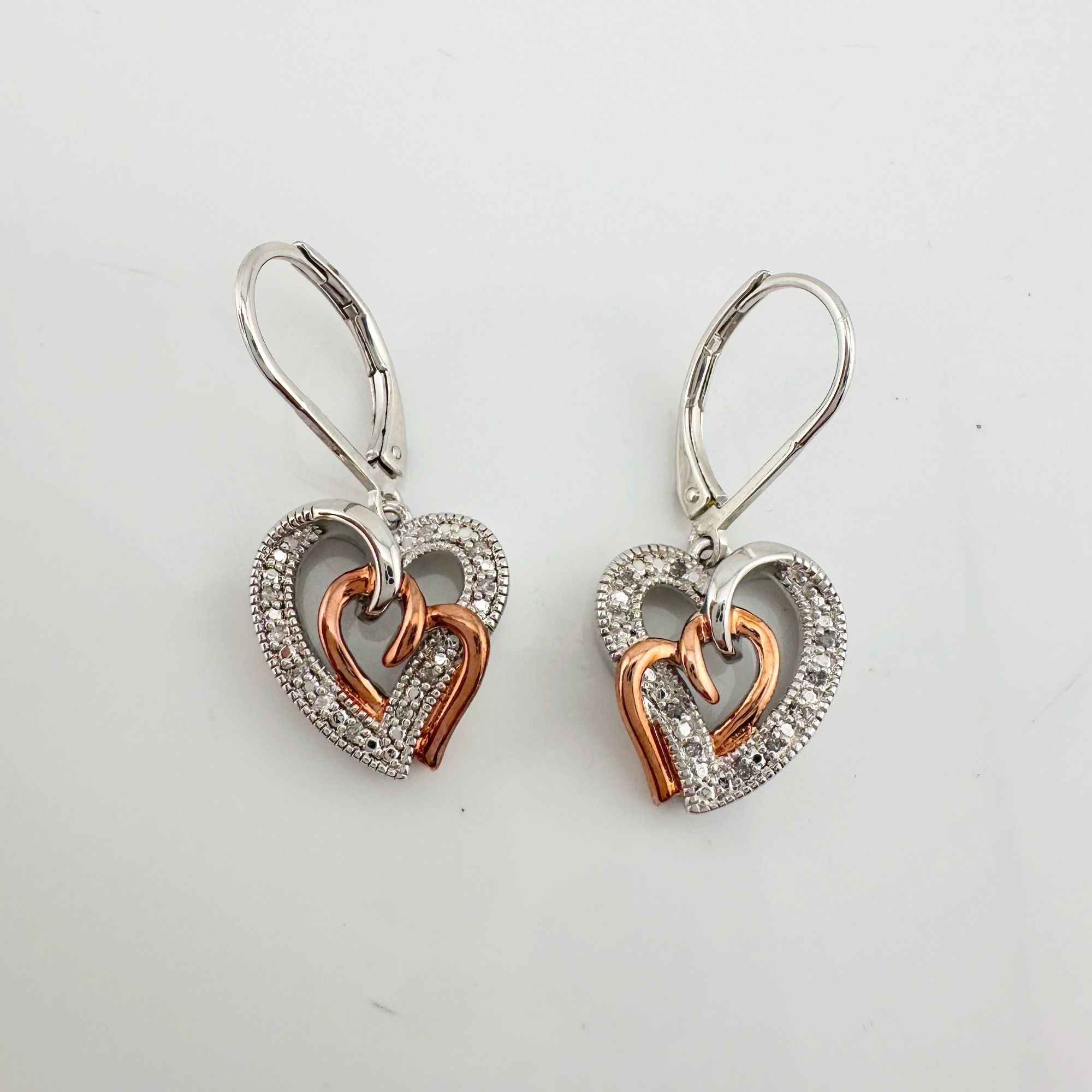 Other Two Tone Interlocking Hearts Diamond Accent Earrings Size ONE SIZE - 5 Thumbnail