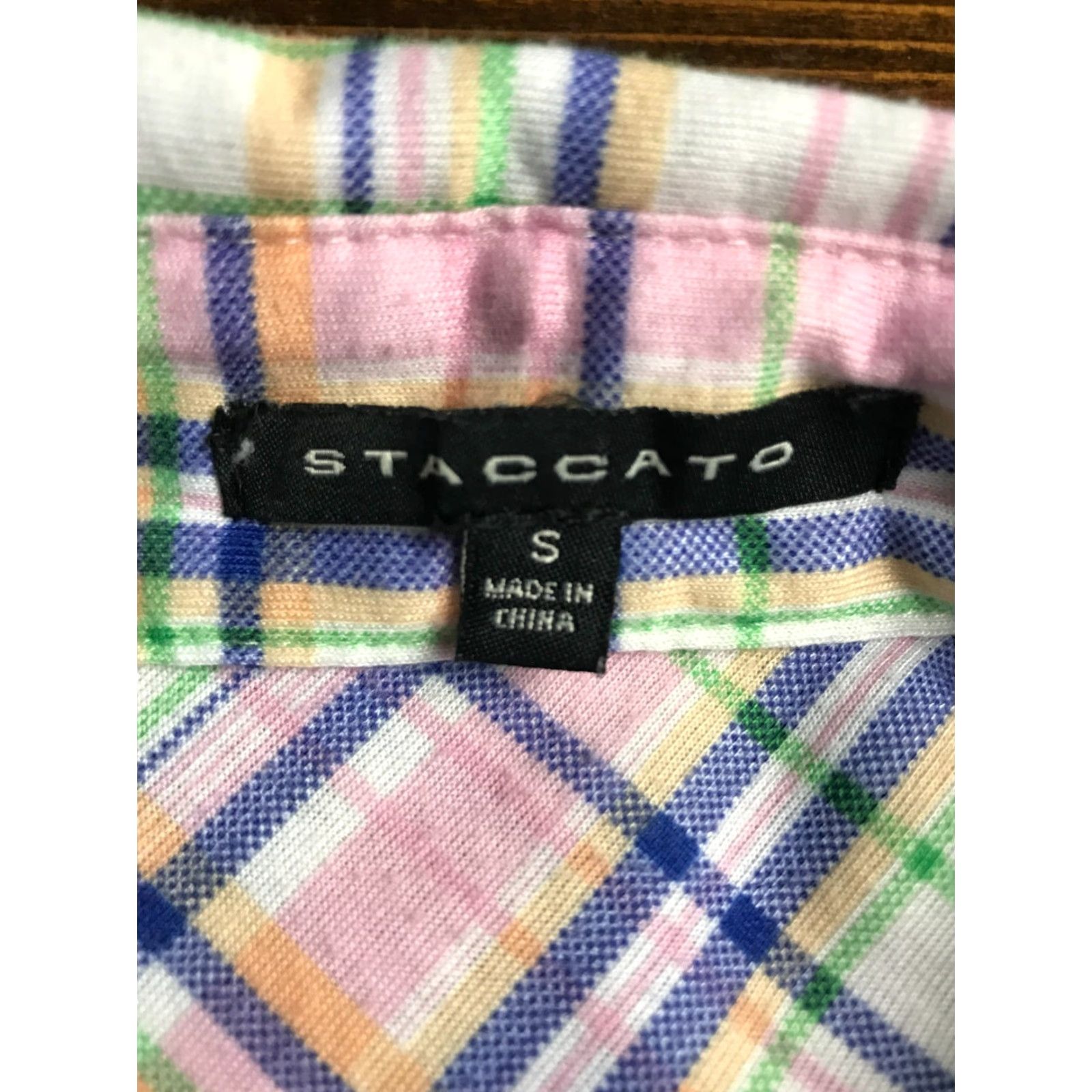 Pinko STACCATO Shirt Womens Size S Plaid Multicolor Button Up Neck Collared Long Sleeve Casual Fall Spring Summer Womens Size S / US 4 / IT 40 - 5 Thumbnail