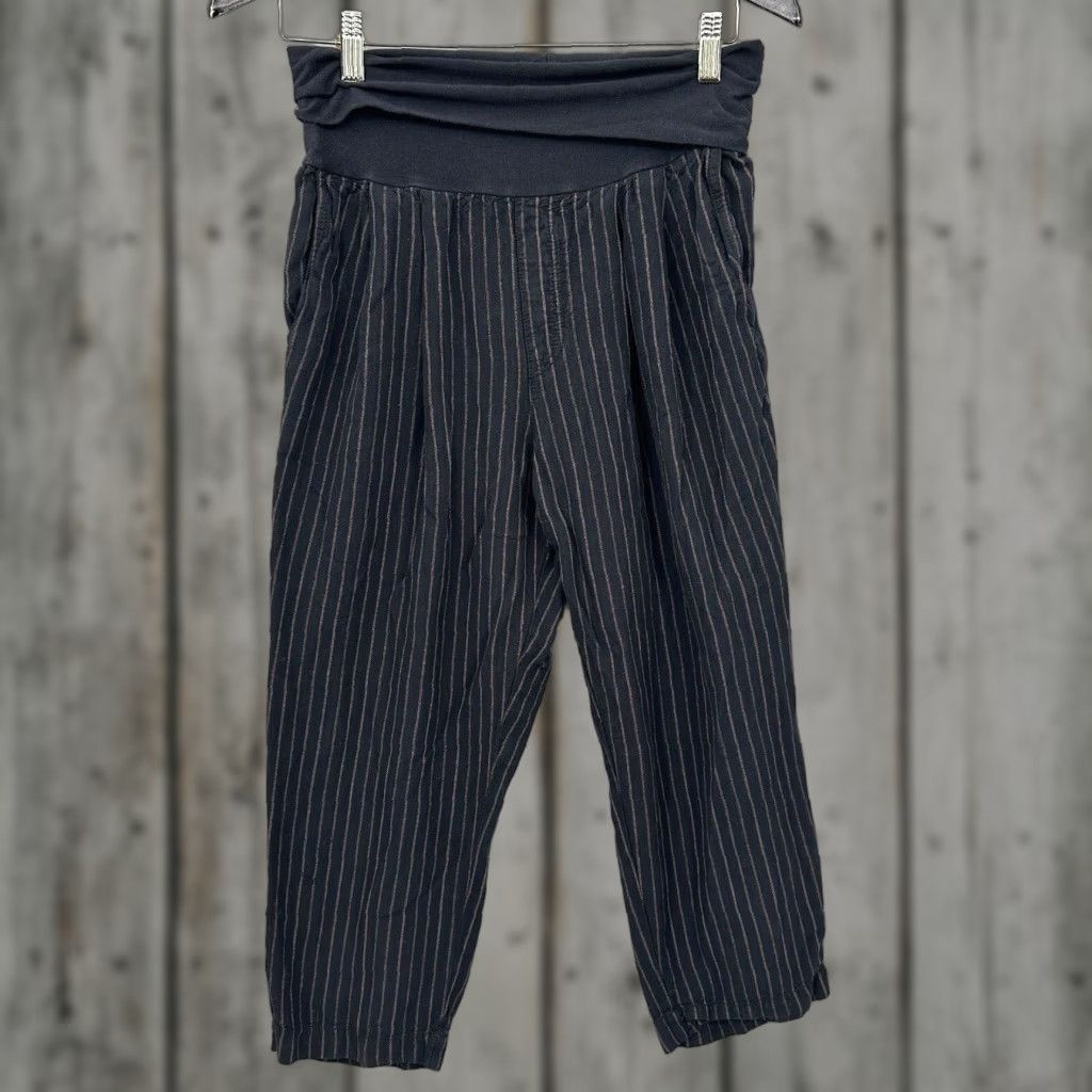Anthropologie Anthropologie Black Striped Linen Blend Wide Leg Capri Pants Womens XS Size 26" / US 2 / IT 38 - 1 Thumbnail