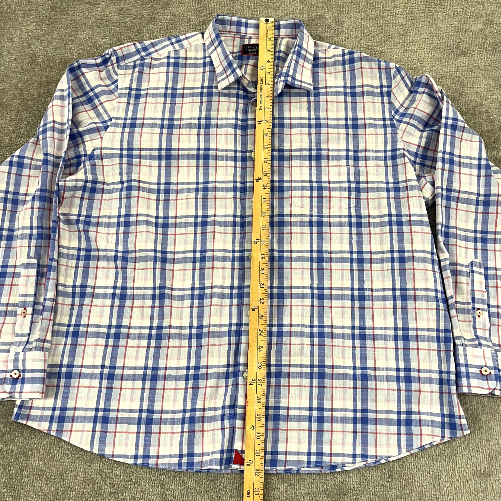 UNTUCKit UNTUCKit Shirt Mens 3XL XXL Red White Blue Plaid Button Up Cotton Wrinkle Free Shirt Size US XXL / EU 58 / 5 - 4 Thumbnail
