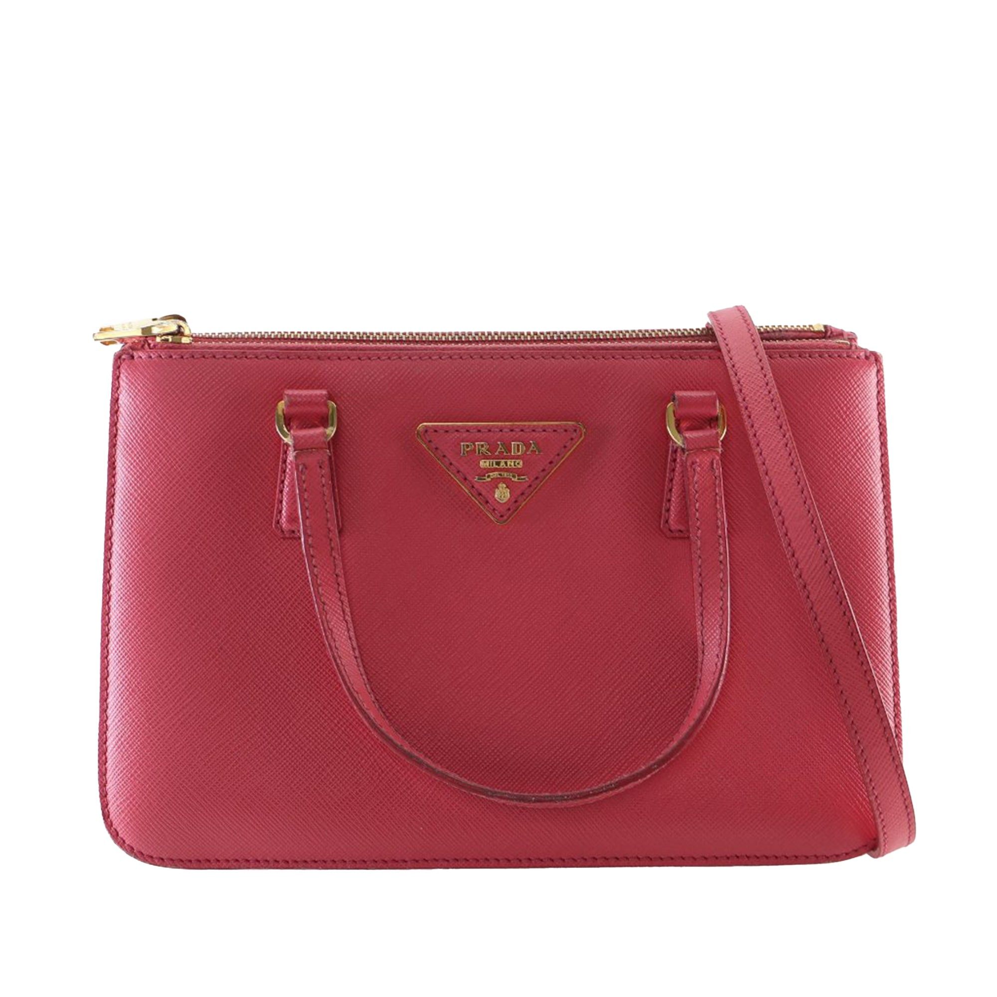 Mini Saffiano Lux Galleria Double Zip Satchel