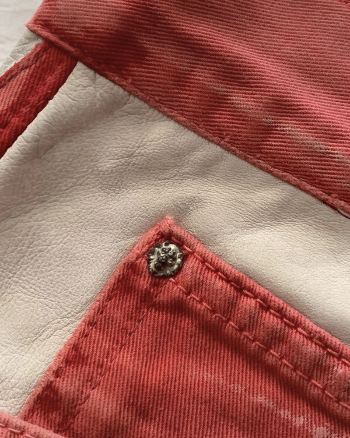 Versus Versace Versace Rare 90’s Red demin Jeans with Leather Patch Design Size US 40 / EU 56 - 5 Thumbnail