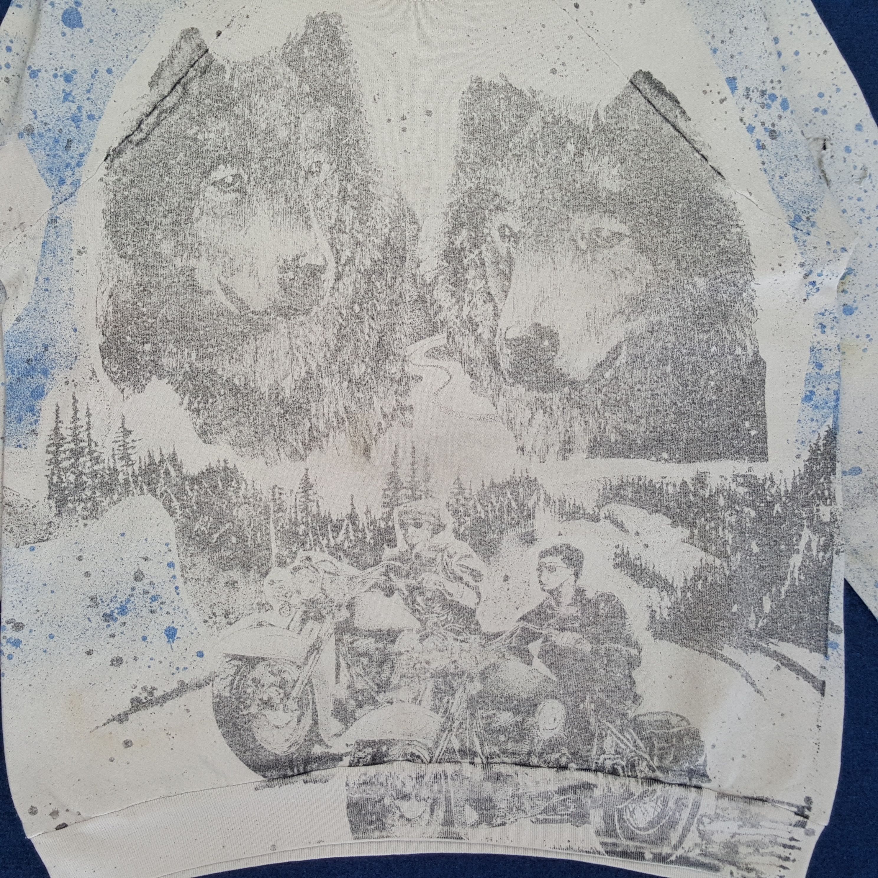 Vintage Vintage Wolf Motorcycle Art Winter Sweatshirt Size US L / EU 52-54 / 3 - 2 Thumbnail