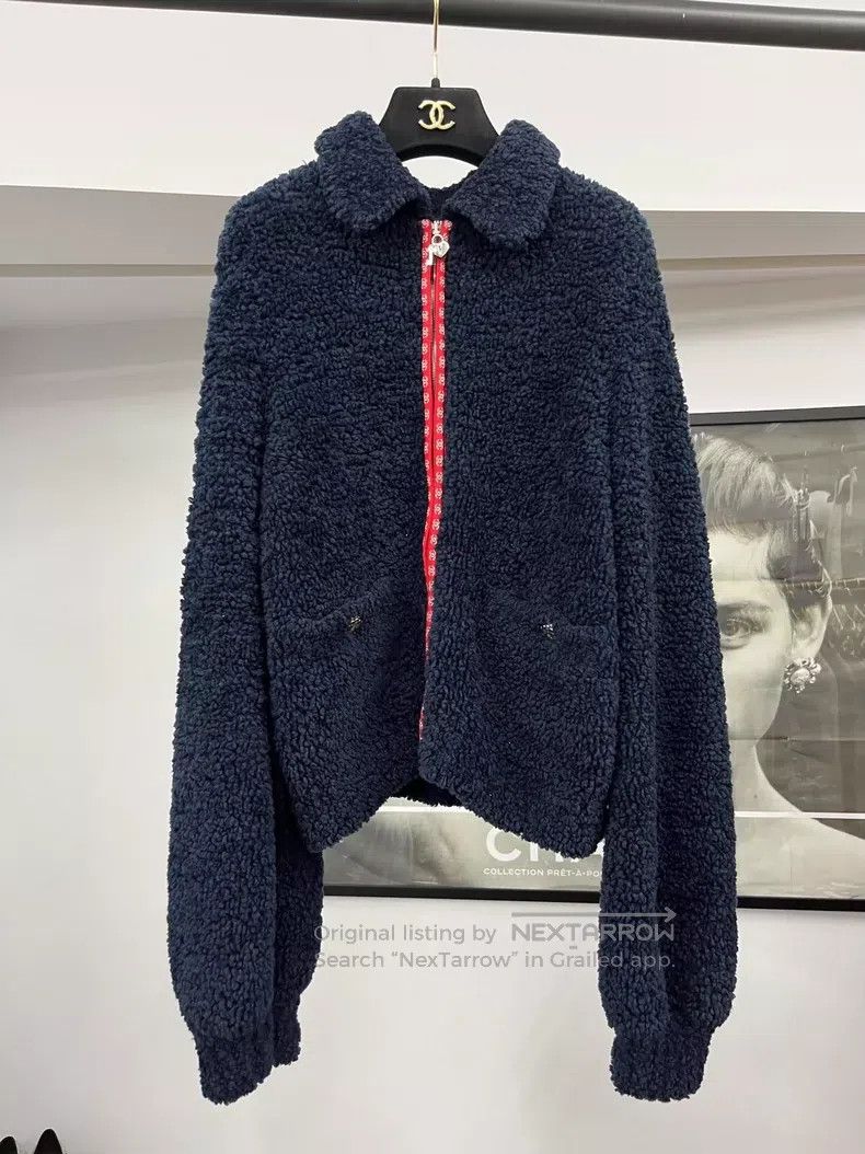 Chanel Dark blue teddy zipper jacket