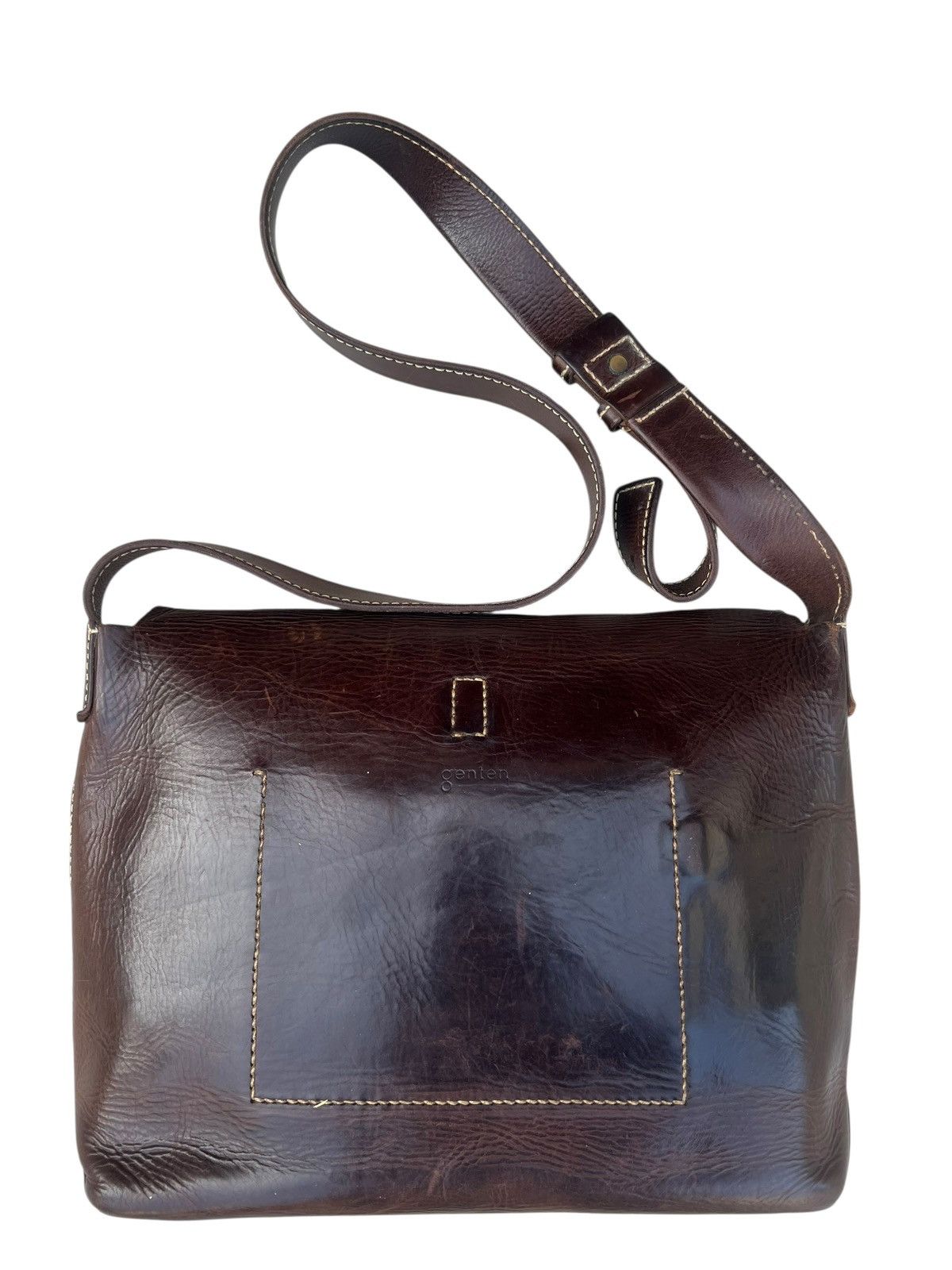 Leather Genten Japan Patina Solid Leather Messenger Bag Size ONE SIZE - 8 Thumbnail