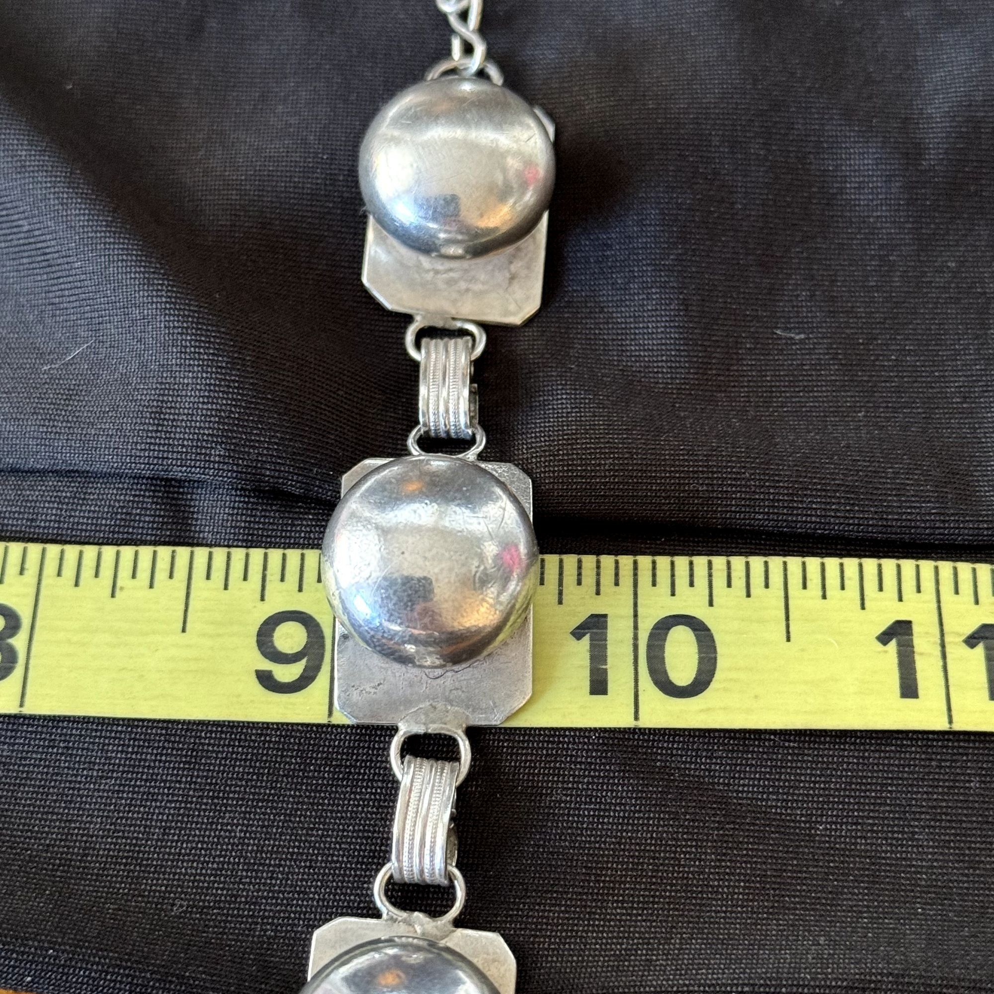 Vintage Sterling Silver 925 Round Puffed Design Bracelet Rectangle L Size ONE SIZE - 3 Thumbnail