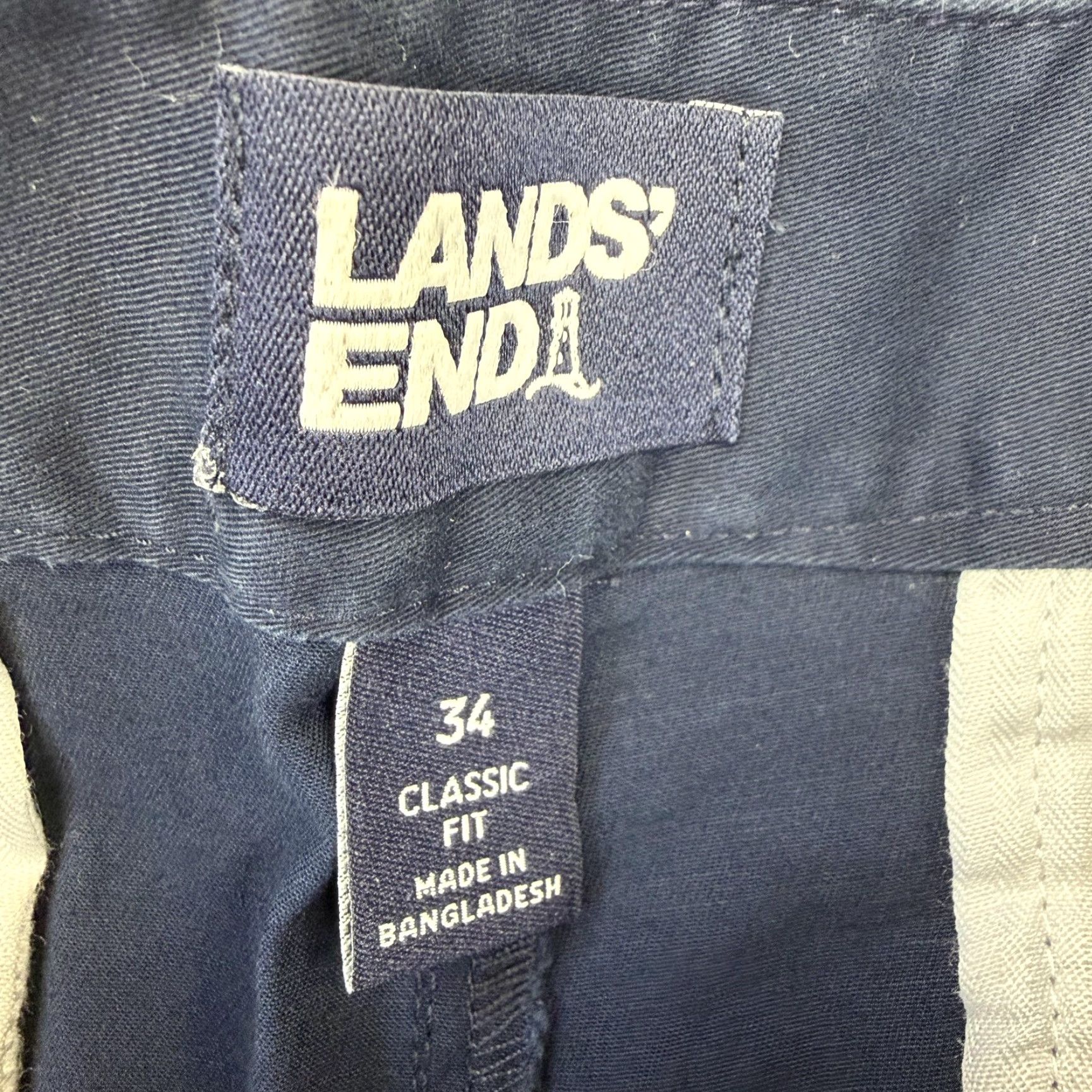 Lands' End Lands' End Shorts Mens 34 Chino Classic Fit 9 Inseam Cotton Navy Casual Size US 34 / EU 50 - 3 Thumbnail