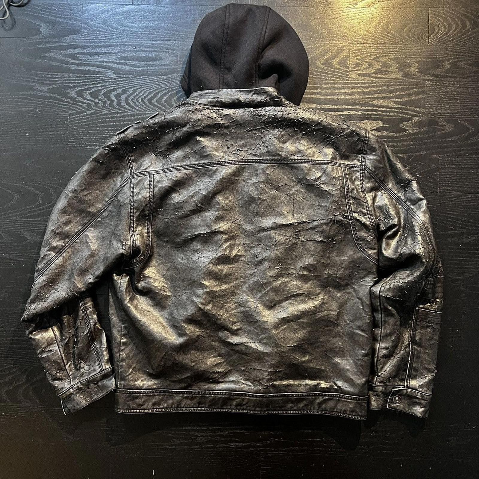 Route 66 × Vintage Vintage Route 66 Black Leather Jacket Zip Hoodie Size US L / EU 52-54 / 3 - 5 Thumbnail