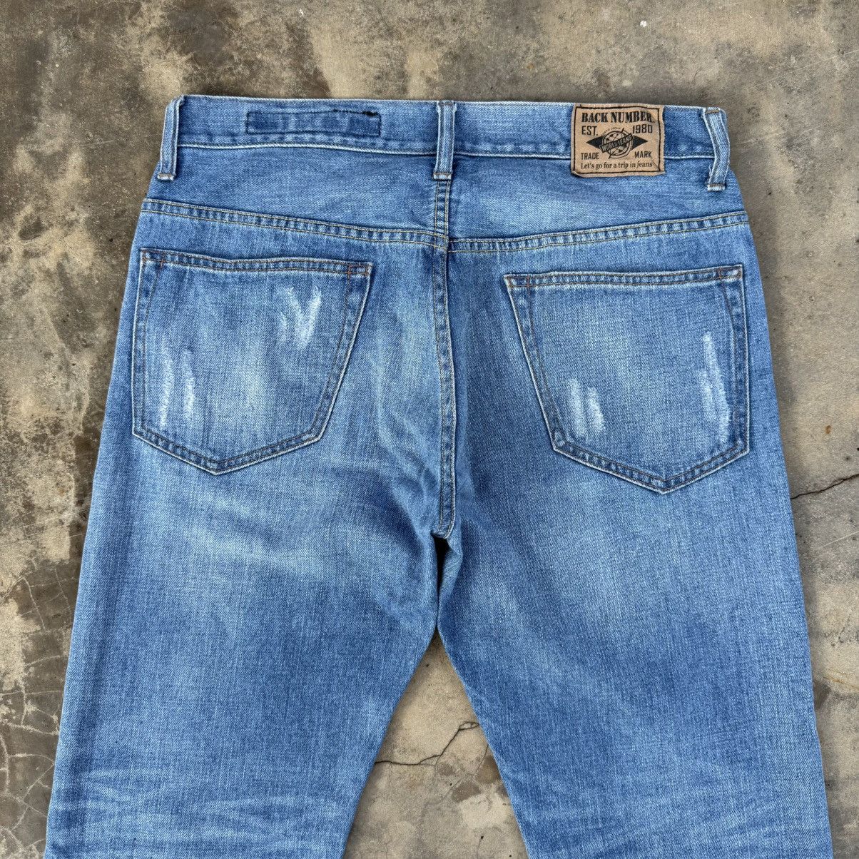 Japanese Brand VINTAGE BACK NUMBER FADED RIPPEP JEAN DENIM PANTS Size US 32 / EU 48 - 9 Thumbnail