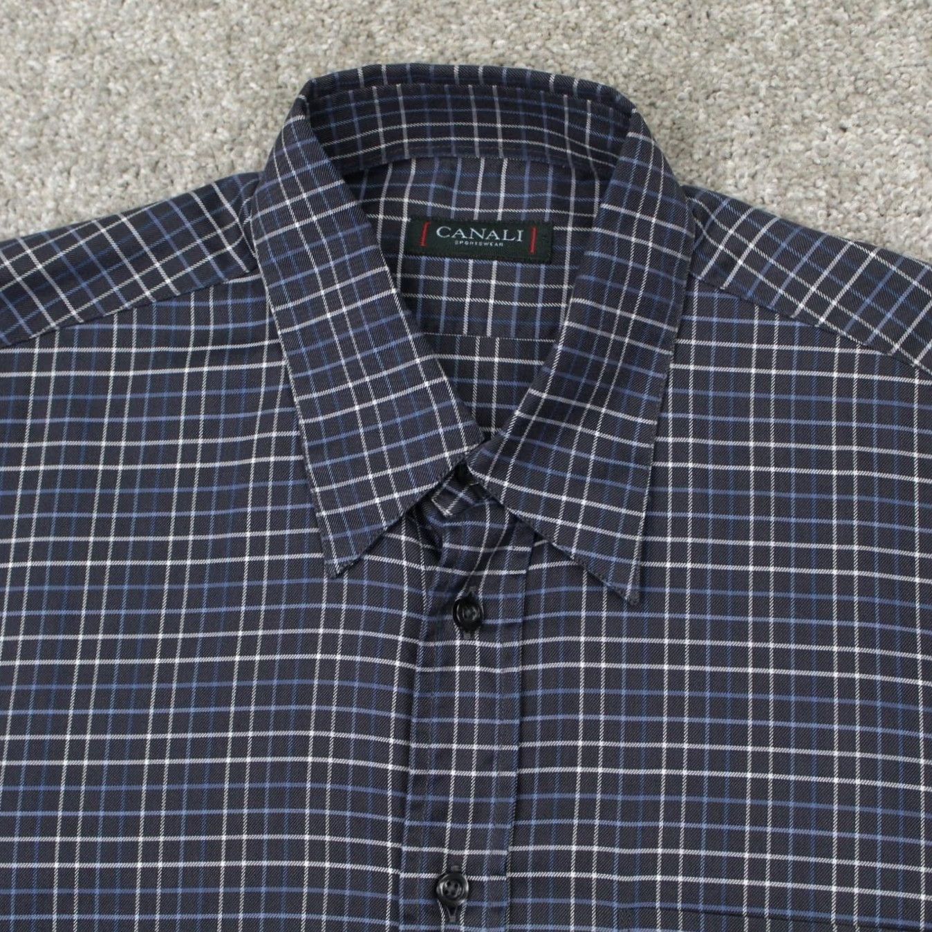 Canali Canali Shirt Mens Medium Blue & White Checkered 100% Cotton Long Sleeve Button Up Shirt Mens Blue & White Checkered Cotton Button-Up Modern Preppy Size US M / EU 48-50 / 2 - 5 Thumbnail