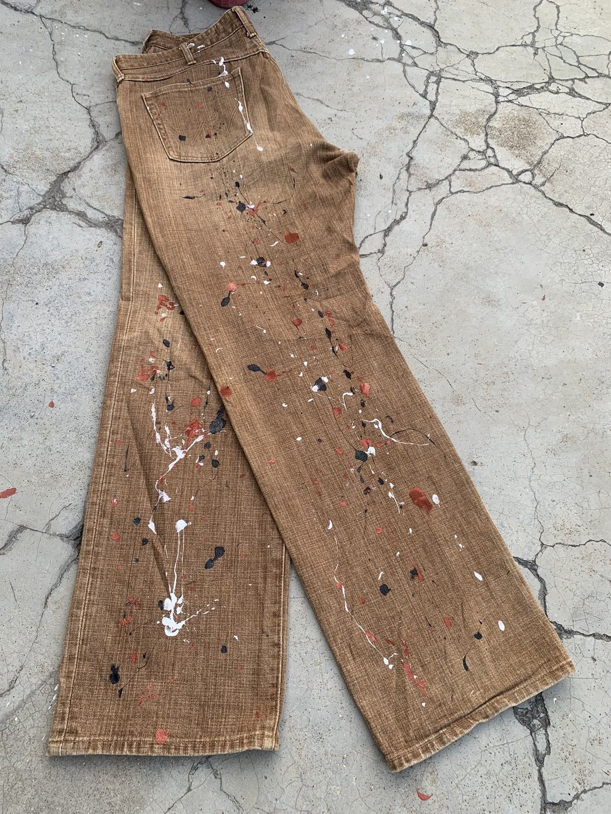Wrangler Wrangler "Buffalo Head" Painted Brown Wash Painter Pants. Size US 36 / EU 52 - 8 Thumbnail