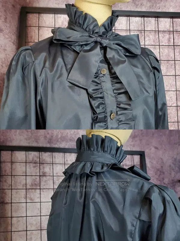 Yves Saint Laurent YSL Black Silk Blend Long Sleeve Blouse . Size S / US 4 / IT 40 - 7 Thumbnail