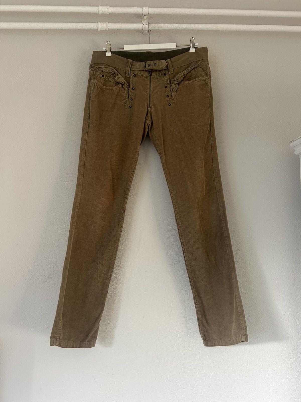 Dries Van Noten Dolce & Gabbana Brown Distressed Corduroy Pants Size US 33 - 2 Thumbnail