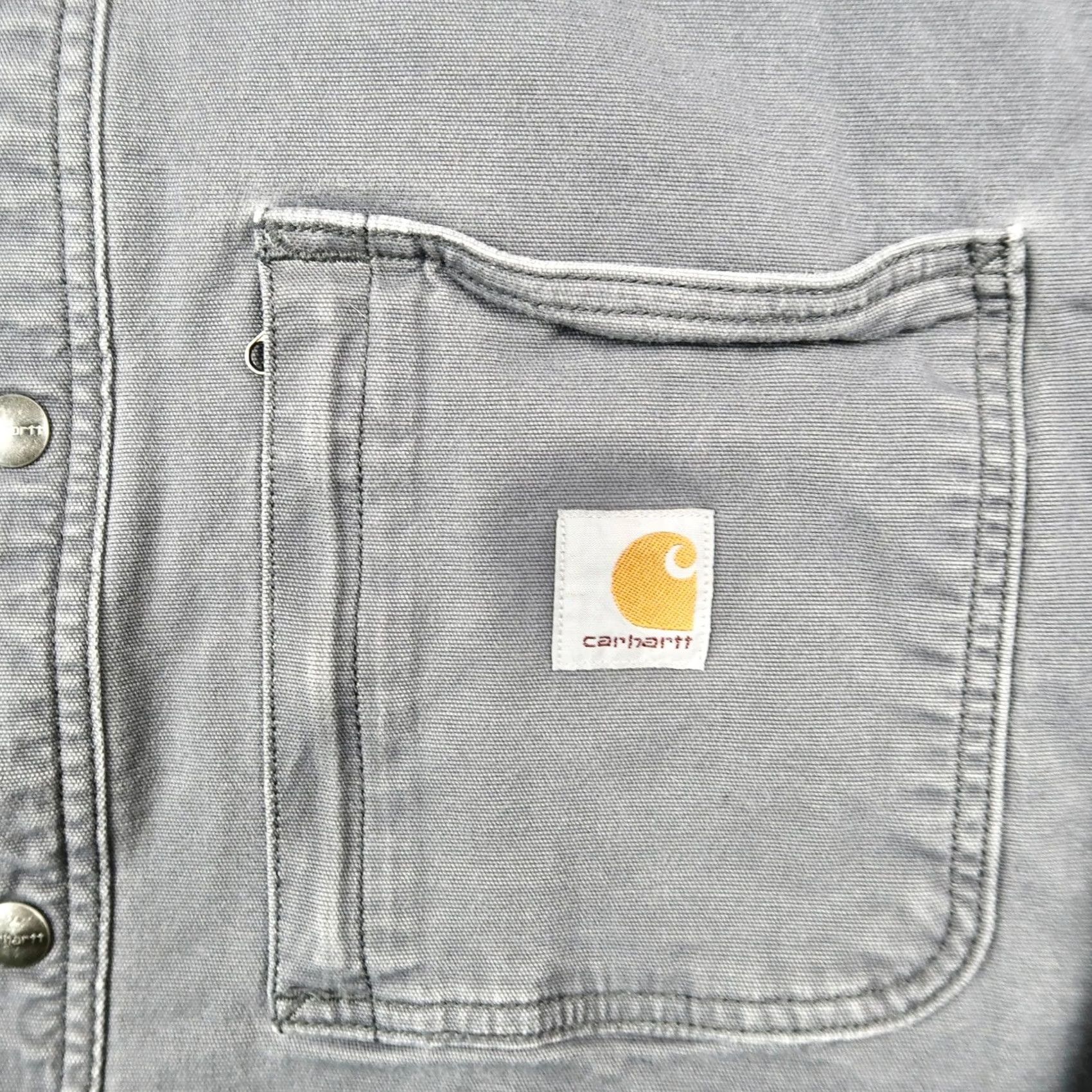 Carhartt Carhartt Fleece Lined Shirt Jacket Mens XL Gray Canvas Snap Front 102851 Size US XL / EU 56 / 4 - 4 Thumbnail
