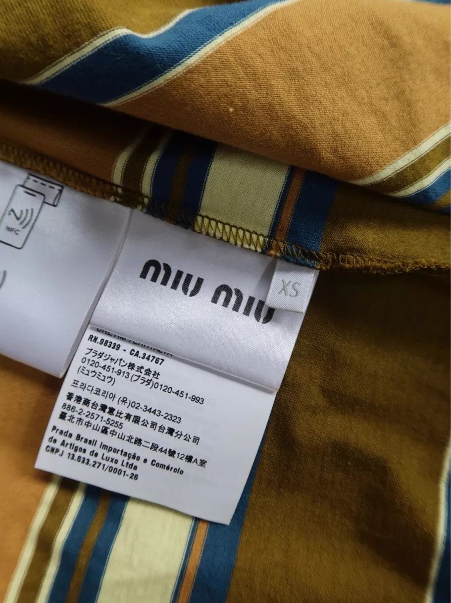 Miu Miu MIU MIU SS24 Striped Button Knit LS Polo Green XS Size XS / US 0-2 / IT 36-38 - 3 Thumbnail