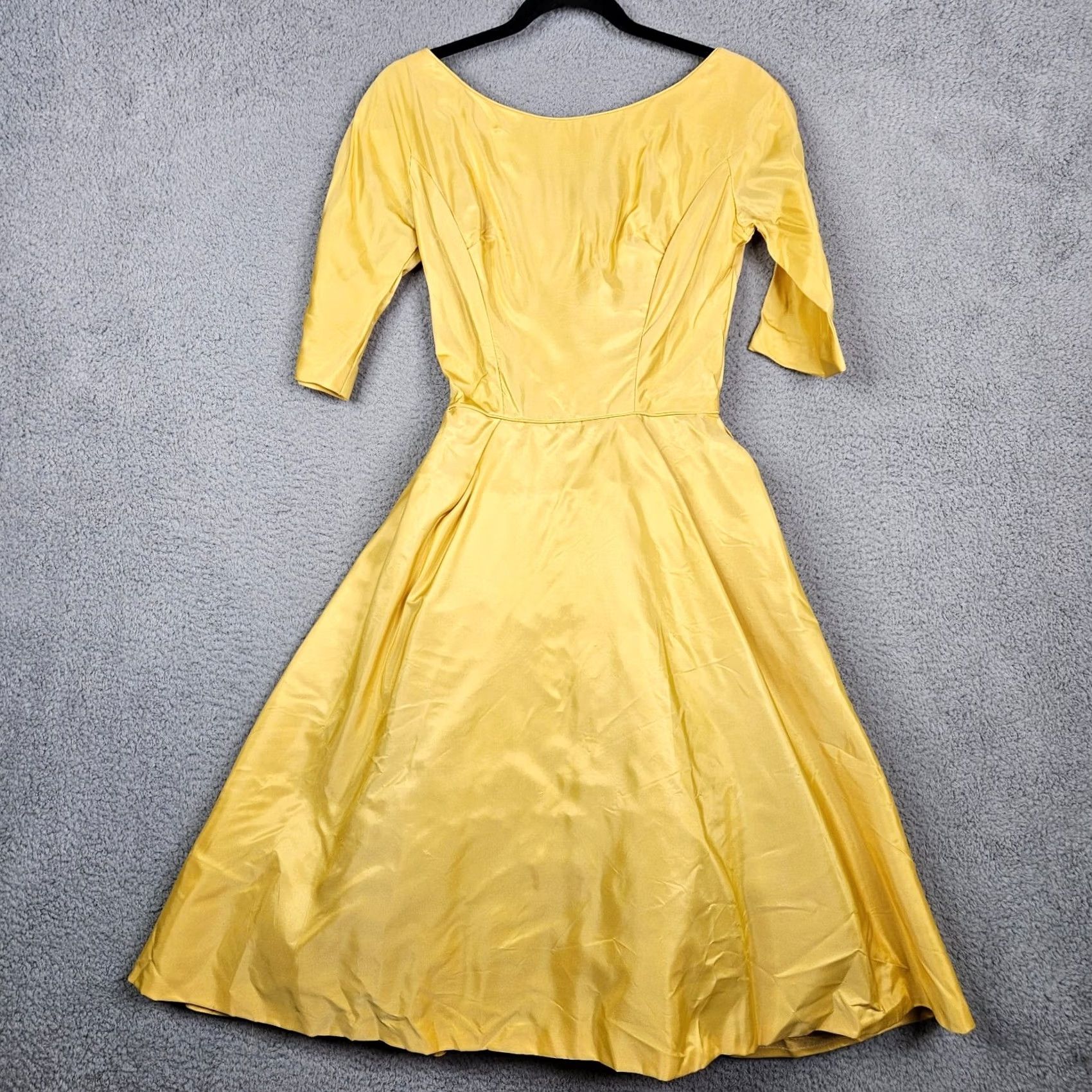 Vintage VTG Deb Group Lorrie 1950's Gold Fit & Flare Prom Party Cocktail Dress Sz 11 Women Size L / US 10 / IT 46 - 2 Thumbnail