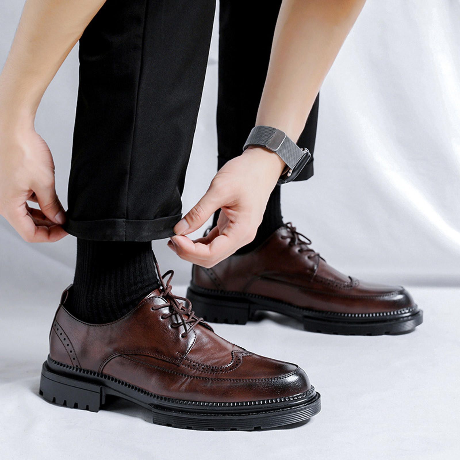 Stylish Brown Leather Dress Shoes