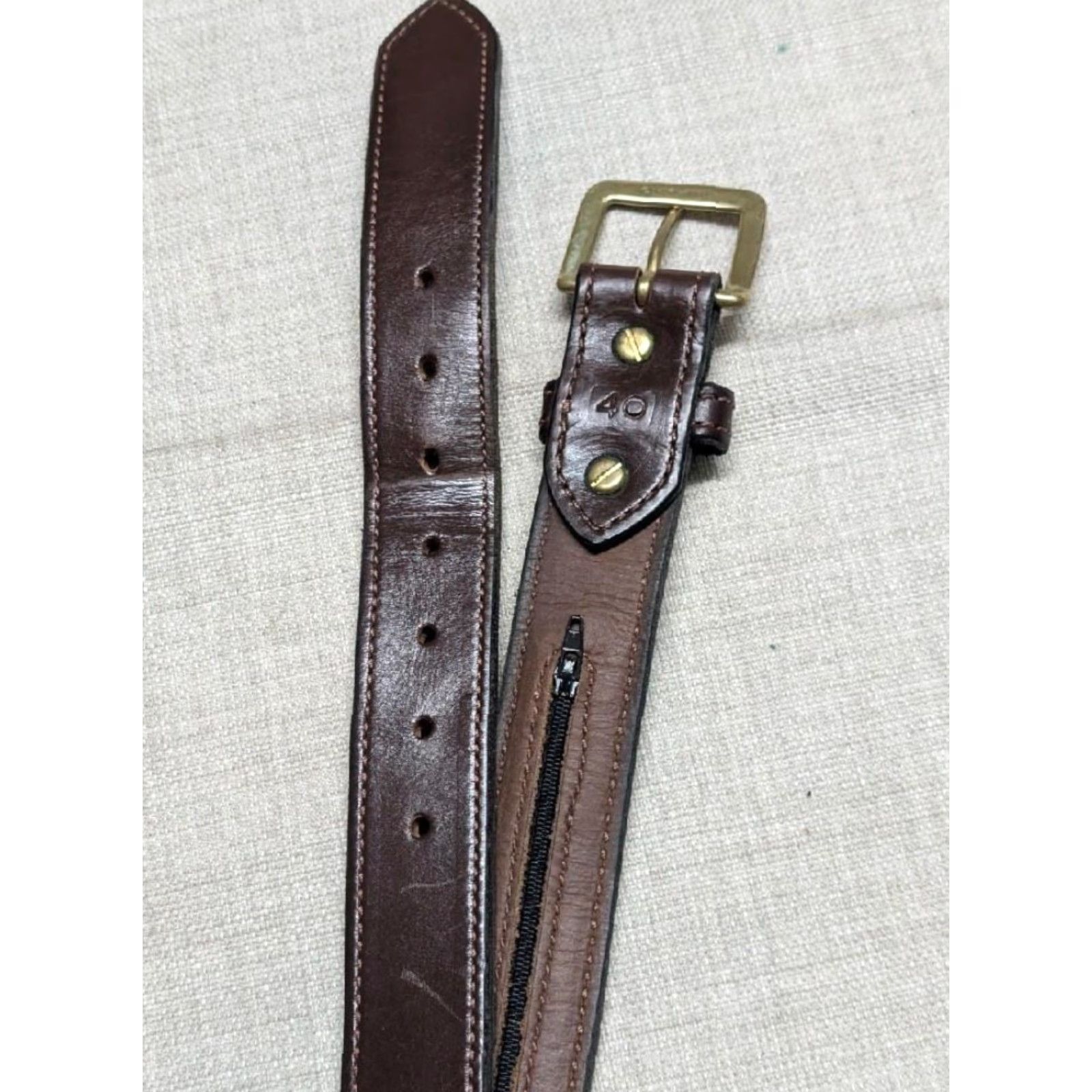 Vintage VINTAGE Bullhide Belts Western Belt 38 brown thick cowhide leather MONEY BELT removable buckle Mens Size 38 - 7 Thumbnail