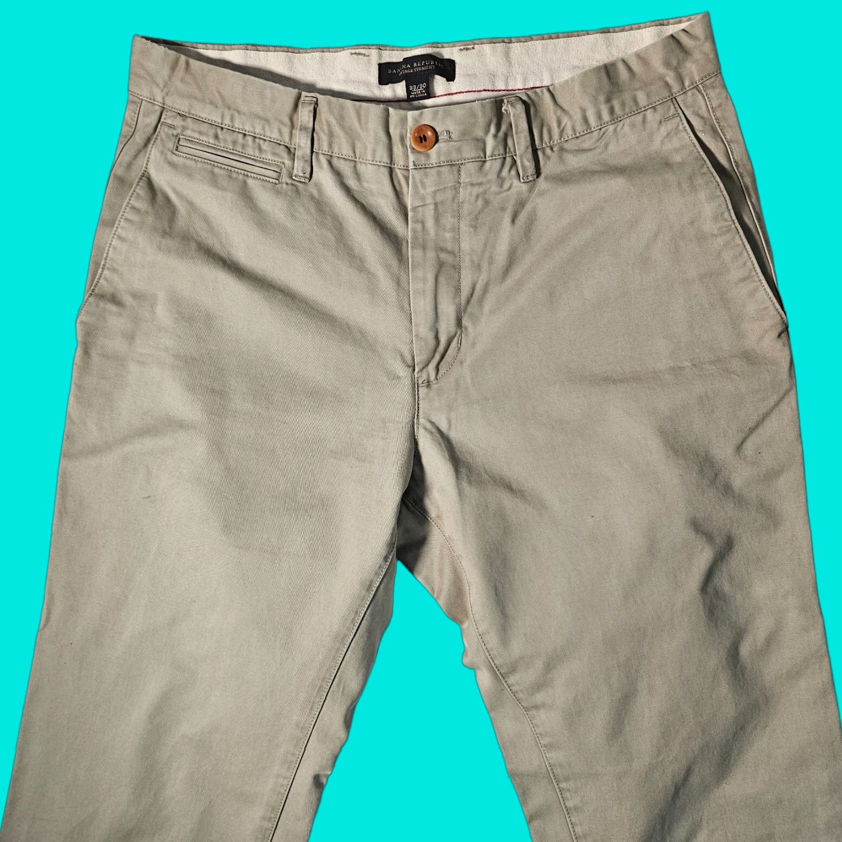 Banana Republic Banana Republic Men's Chino Pants Size 33x30 Beige Straight Flat Front Cotton Store Stock Size US 33 - 1 Thumbnail