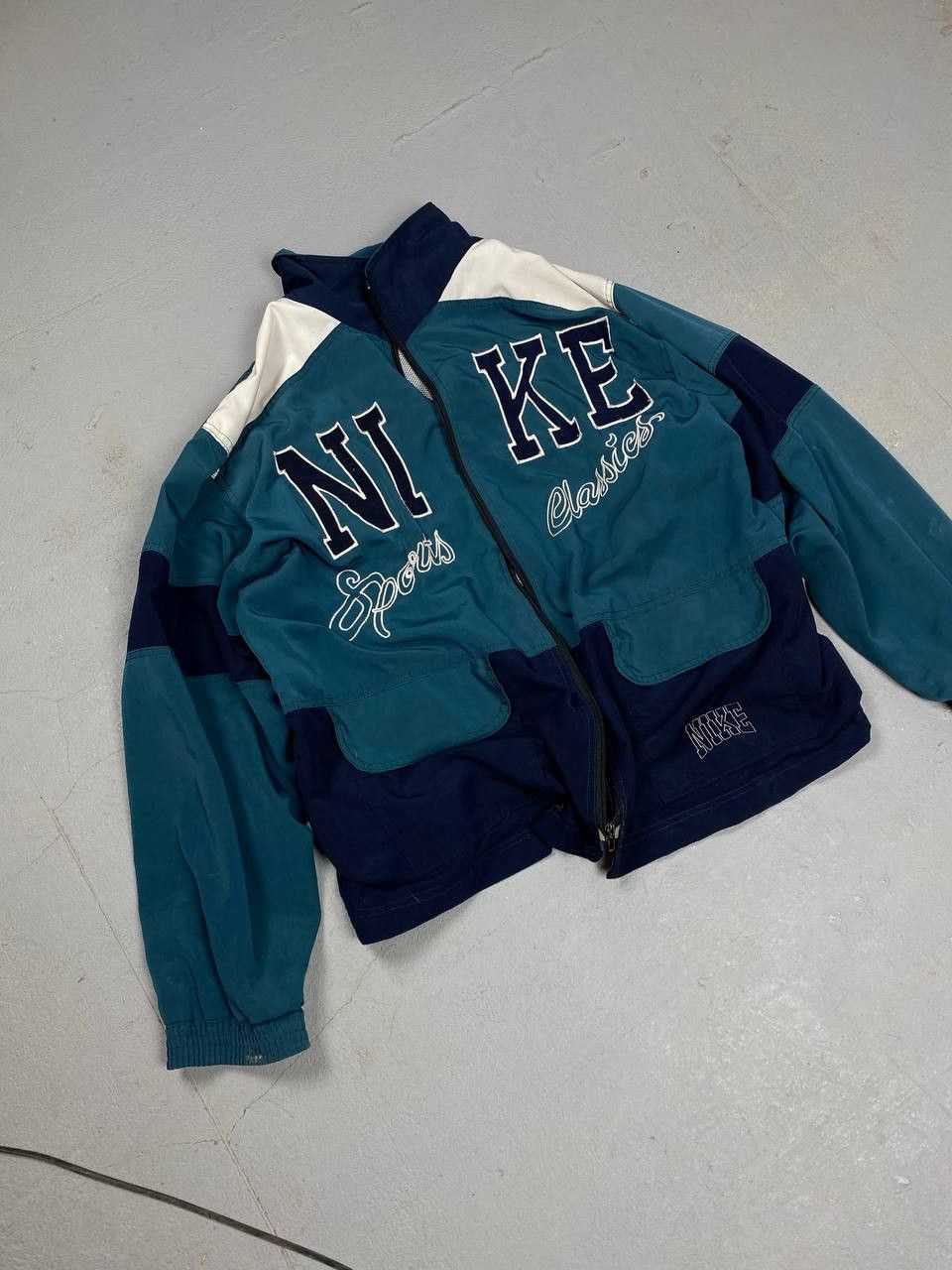 Nike × Vintage 90s Nike Athletic Big Logo Vintage Y2K Retro Track Jacket Size US L / EU 52-54 / 3 - 1 Thumbnail