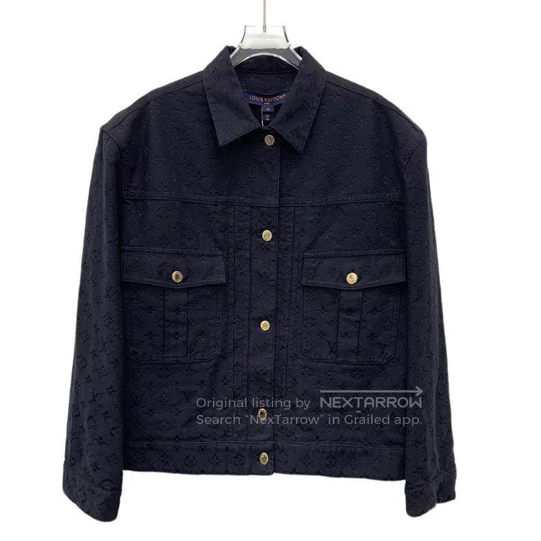 Louis Vuitton Louis Vuitton 25 black logo full-print cotton lapel single Size US XXS / EU 40 - 1 Thumbnail