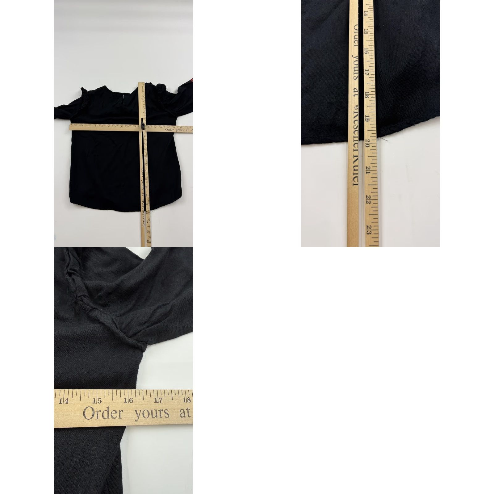 Zara VINTAGE Zara Basic Blouse Womens L Black Embroidered Floral Boho Ruffle Long Sleeve Size L / US 10 / IT 46 - 8 Thumbnail