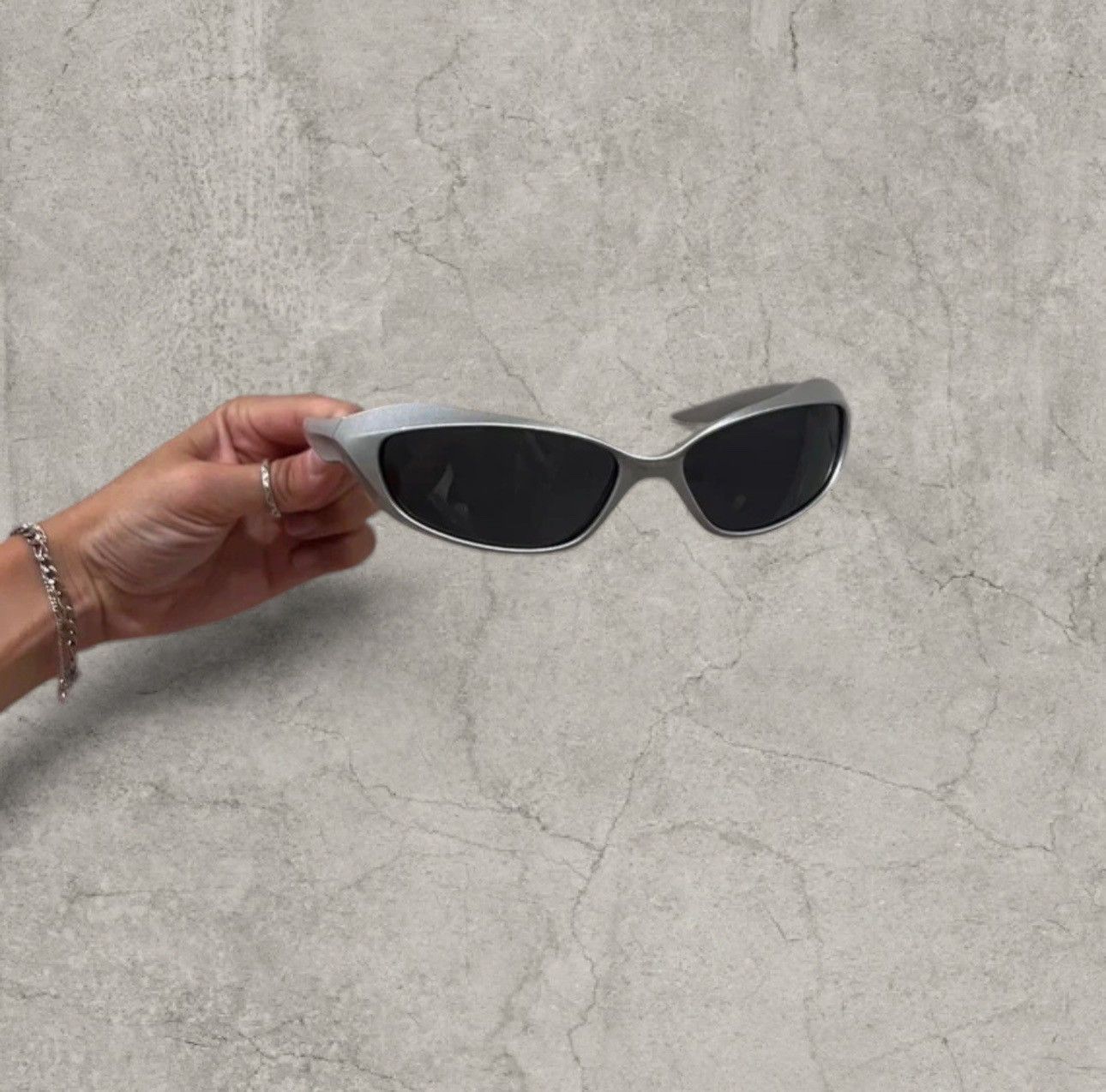 Japanese Brand Insane UV400 sunglasses, silver with black lense. One size. Size ONE SIZE - 3 Thumbnail
