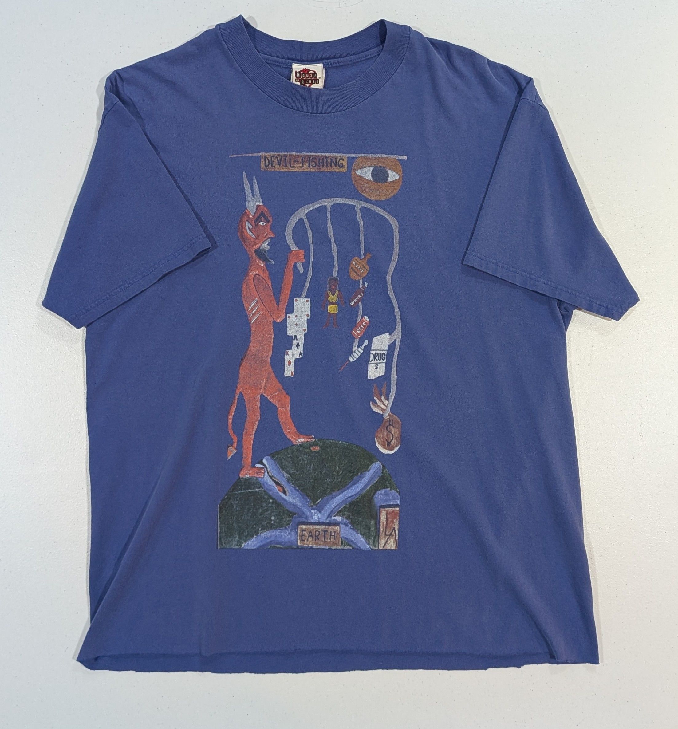 Other Vintage 90s House of Blues Devil Fishing Tee Size US XL / EU 56 / 4 - 1 Thumbnail