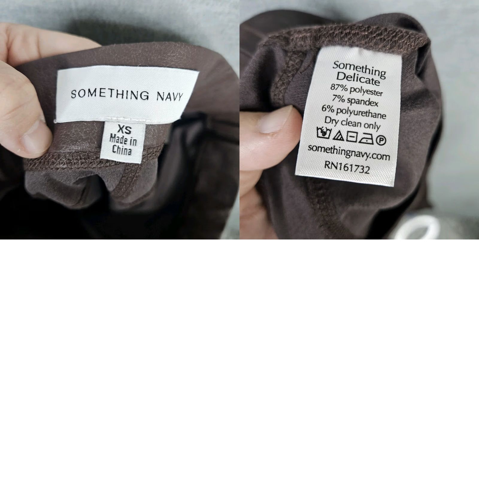 Vintage SOMETHING Navy Women's Brown Faux Leather Pull-on Cropped Legging XS Brown Cropped Pants Womens XS Pull On Leather-like Size 26" / US 2 / IT 38 - 8 Thumbnail